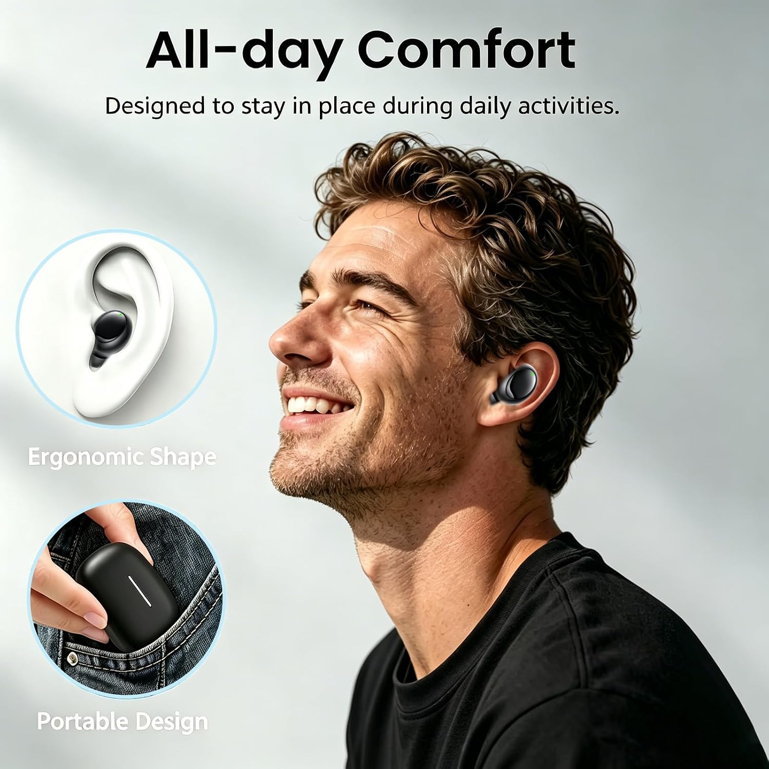 Wireless Bluetooth 5.4 Small in-Ear Headphones, Hi-Fi Stereo Sound