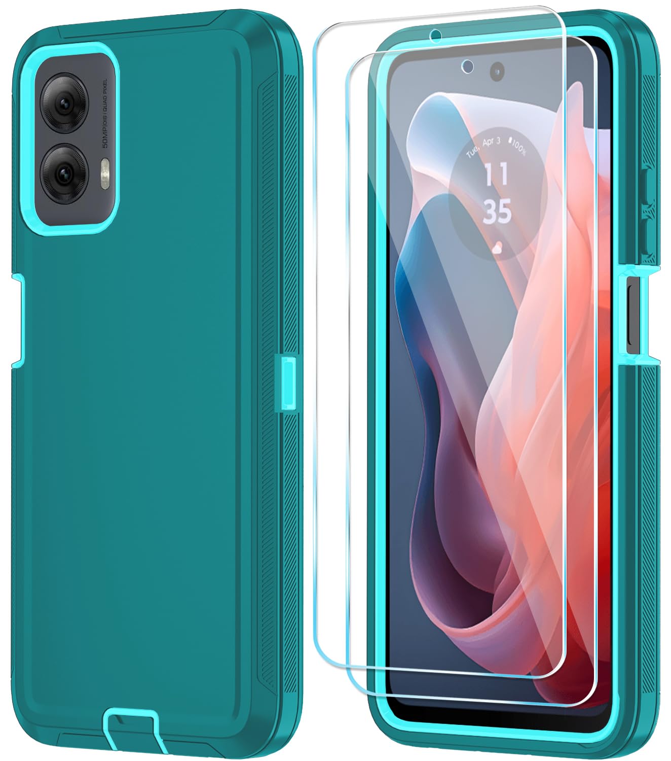Qinmay Phone Case for Motorola Moto G Power 5G 2024 Case with HD Screen Protector, Heavy Duty Shockproof & Cover Phone Case for Moto G Power 2024,WineRed Pink
