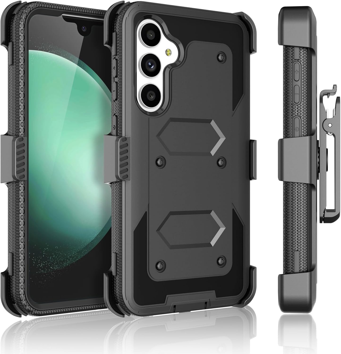 Njjex Rugged Case for Samsung Galaxy S23 FE 5G, for Galaxy S23 FE 5G Case Phone Holster, [Nbeck] Heavy Duty Built-in Screen Protector Swivel Holster Belt Clip Kickstand Hard Shell Cover [Black]