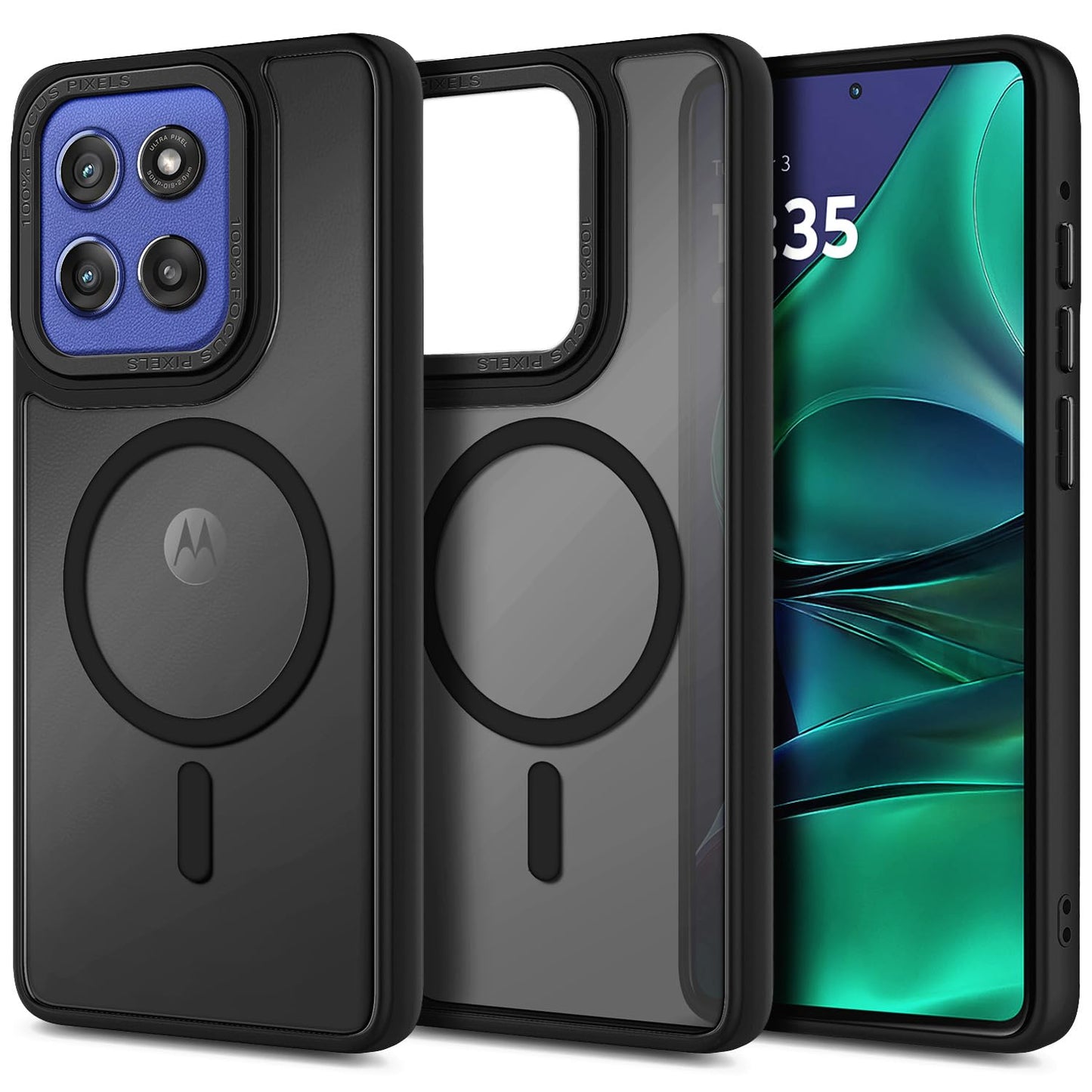 YZB Magnetic for Motorola Moto G Power-5G-2024 Case, Black | Compatible with MagSafe, Translucent Matte Scratch-Resistant Back, Military-Grade Protection Shockproof Slim Phone Cover