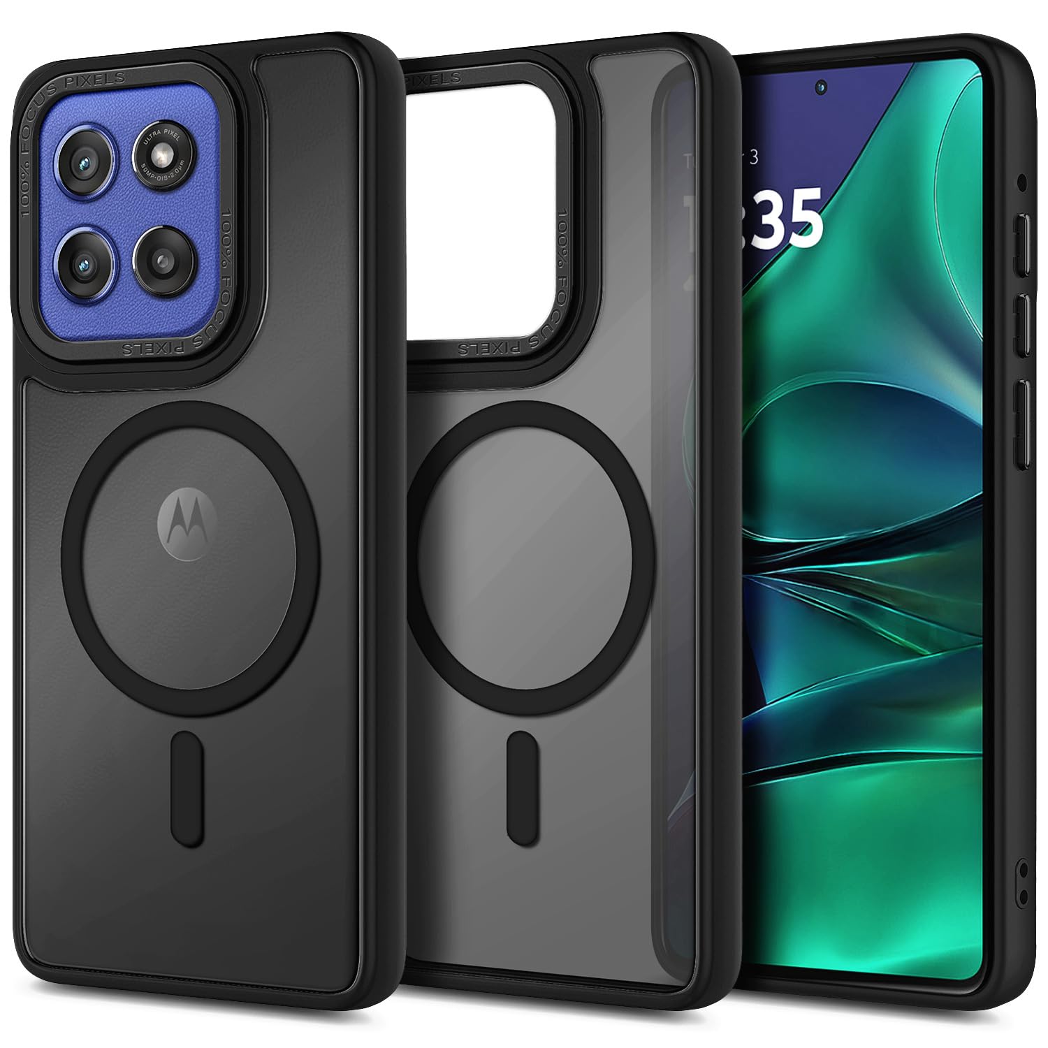 YZB Magnetic for Motorola Moto G Power-5G-2024 Case, Black | Compatible with MagSafe, Translucent Matte Scratch-Resistant Back, Military-Grade Protection Shockproof Slim Phone Cover