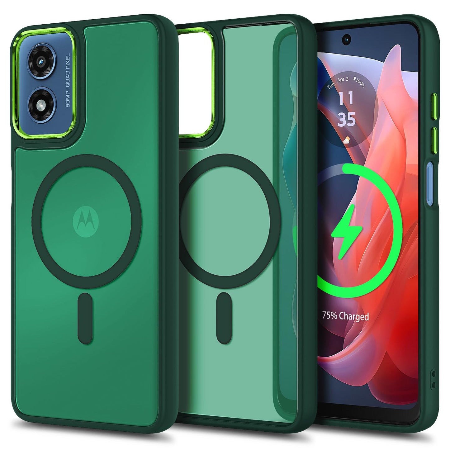 YZB Magnetic for Motorola Moto G Power-5G-2024 Case, Black | Compatible with MagSafe, Translucent Matte Scratch-Resistant Back, Military-Grade Protection Shockproof Slim Phone Cover