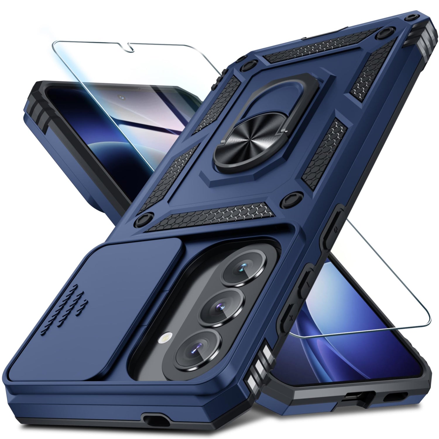 for Samsung Galaxy A37/A36 Case Built in Slide Camera Cover,Black