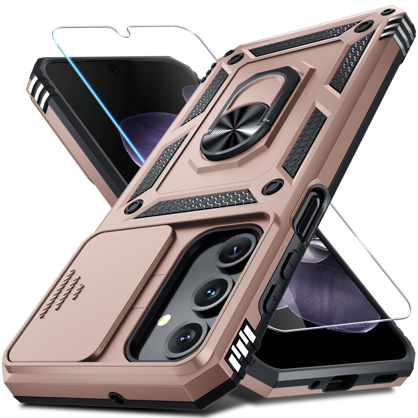 for Samsung Galaxy A37/A36 Case Built in Slide Camera Cover,Black