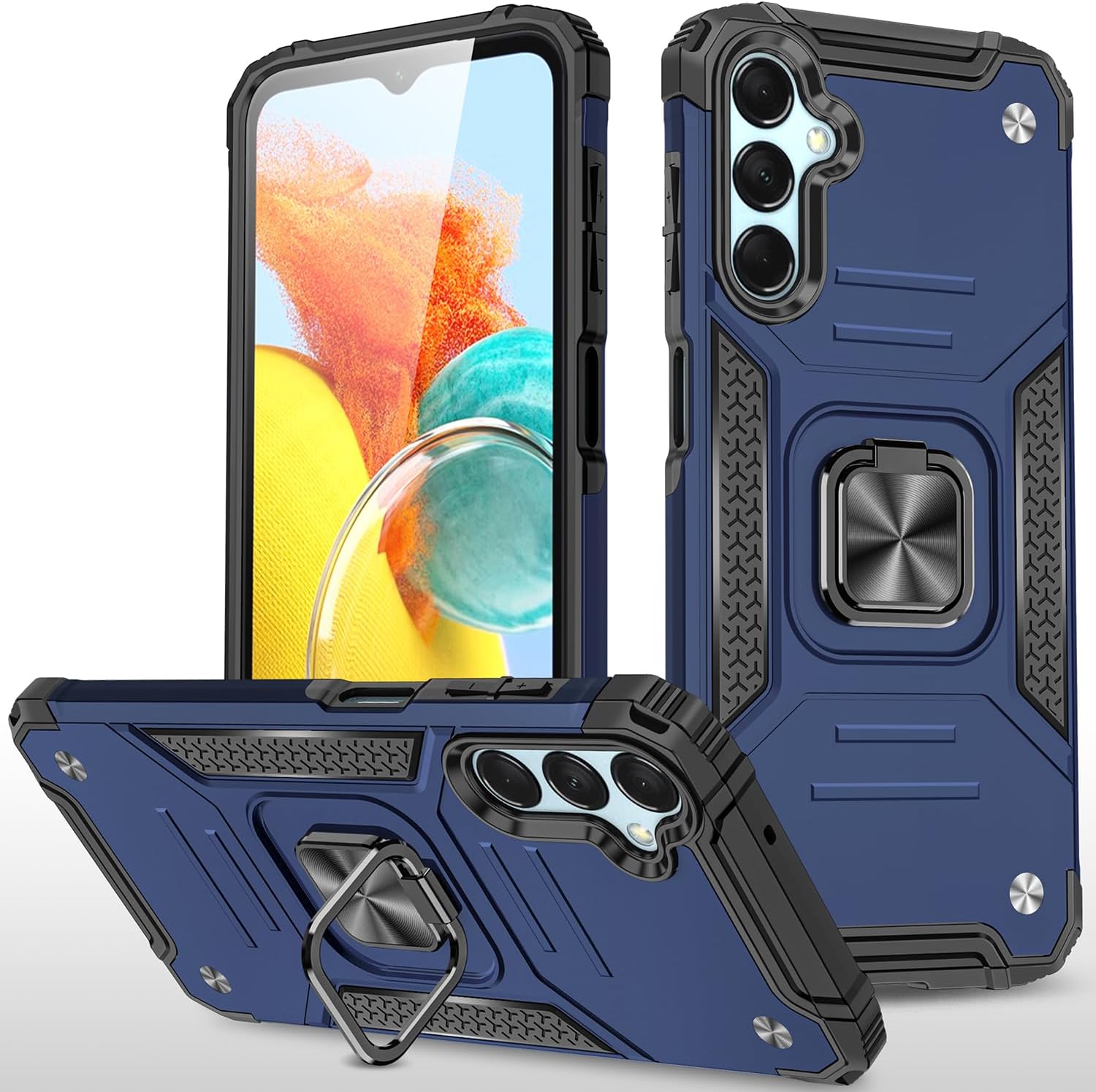 Dionsibei Galaxy A25 5G Case Military Grade Built-in Kickstand Case with Stand Holster Armor Heavy Duty Shockproof Cover Protective Case for Samsung Galaxy A25 5G Phone Case for Men Women (Blue)