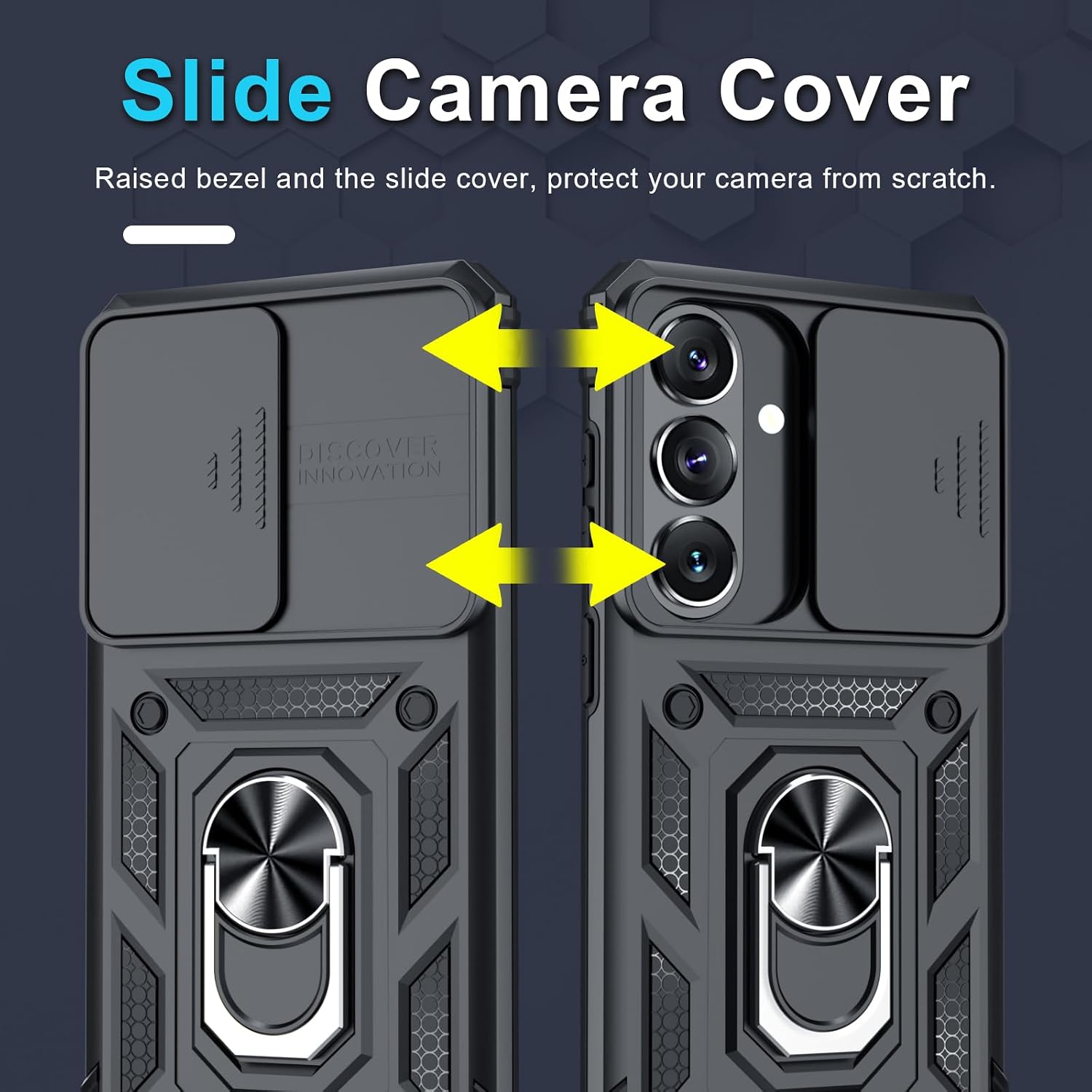 for Samsung Galaxy A37/A36 Case Built in Slide Camera Cover,Black