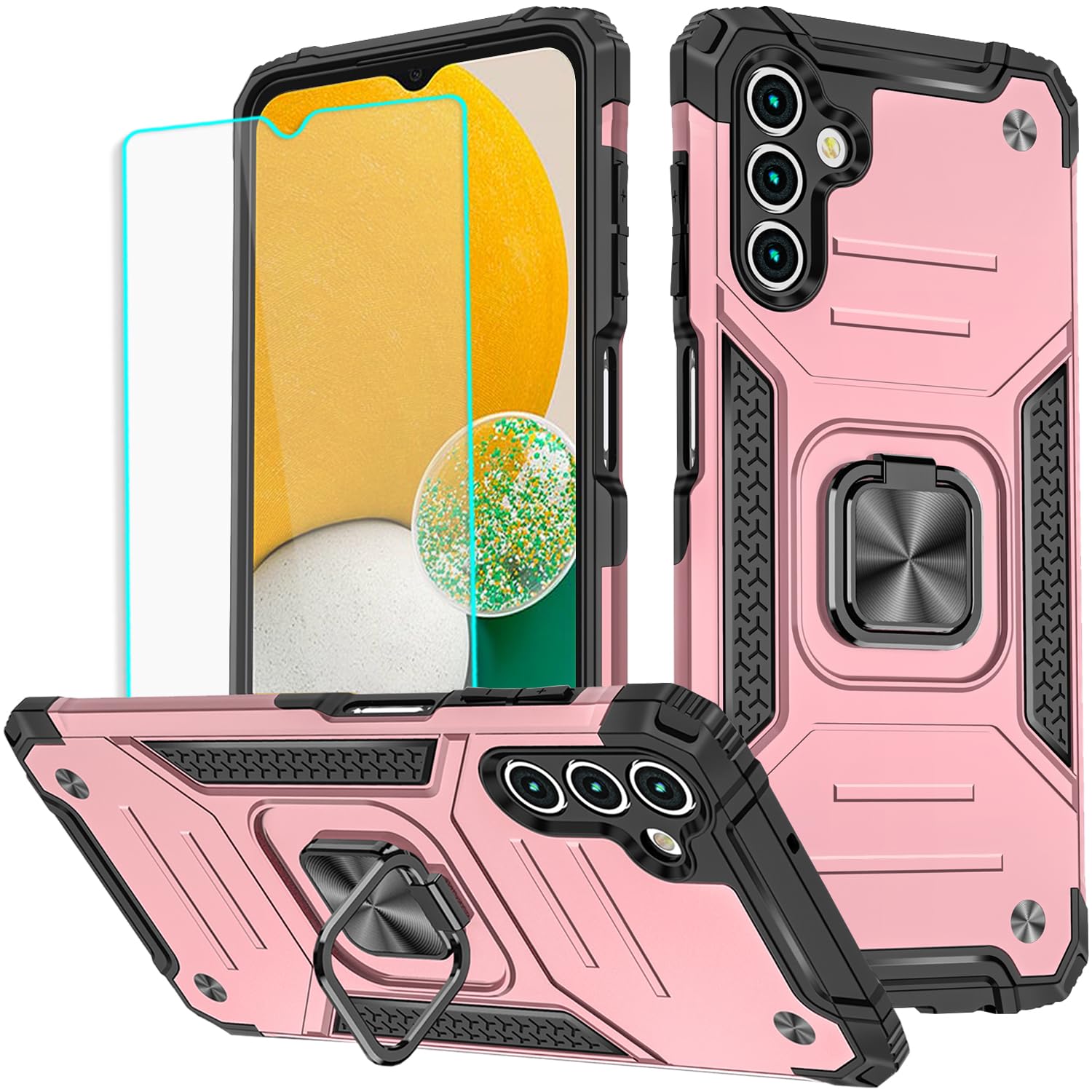 HNHYGETE for Galaxy A13 5G Phone Case with Screen Protector, 360°Military Grade Rotatable Kickstand [Heavy Duty] Protective Cases for Samsung Galaxy A13 5G (Green)