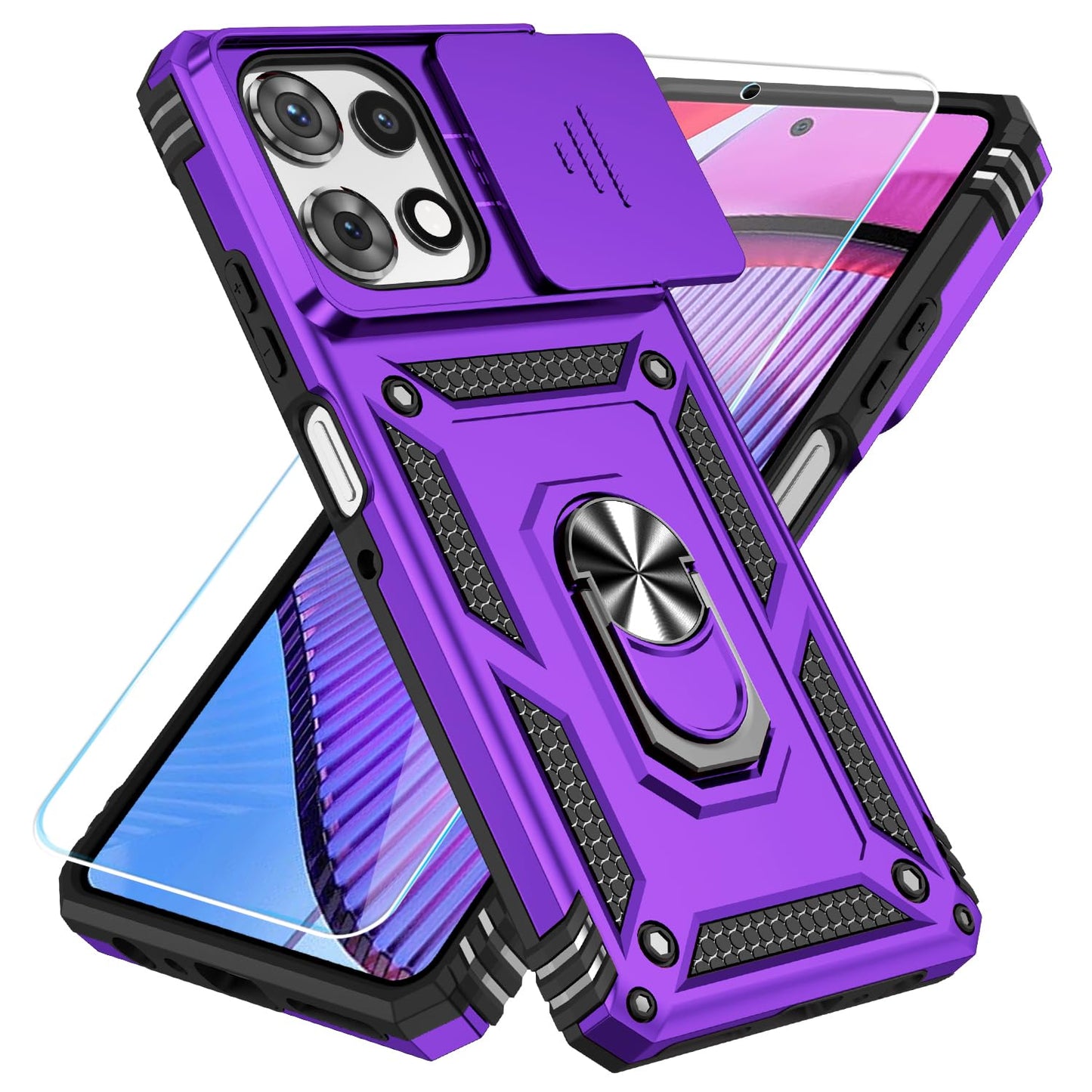 SunStory Compatible with Motorola Moto G Power 5G 2025/Moto G Power 5G 2026/Moto G Play 2025 Case with HD Screen Protector & Slide Camera Cover & Kickstand,[Military-Grade] Phone Case, Red