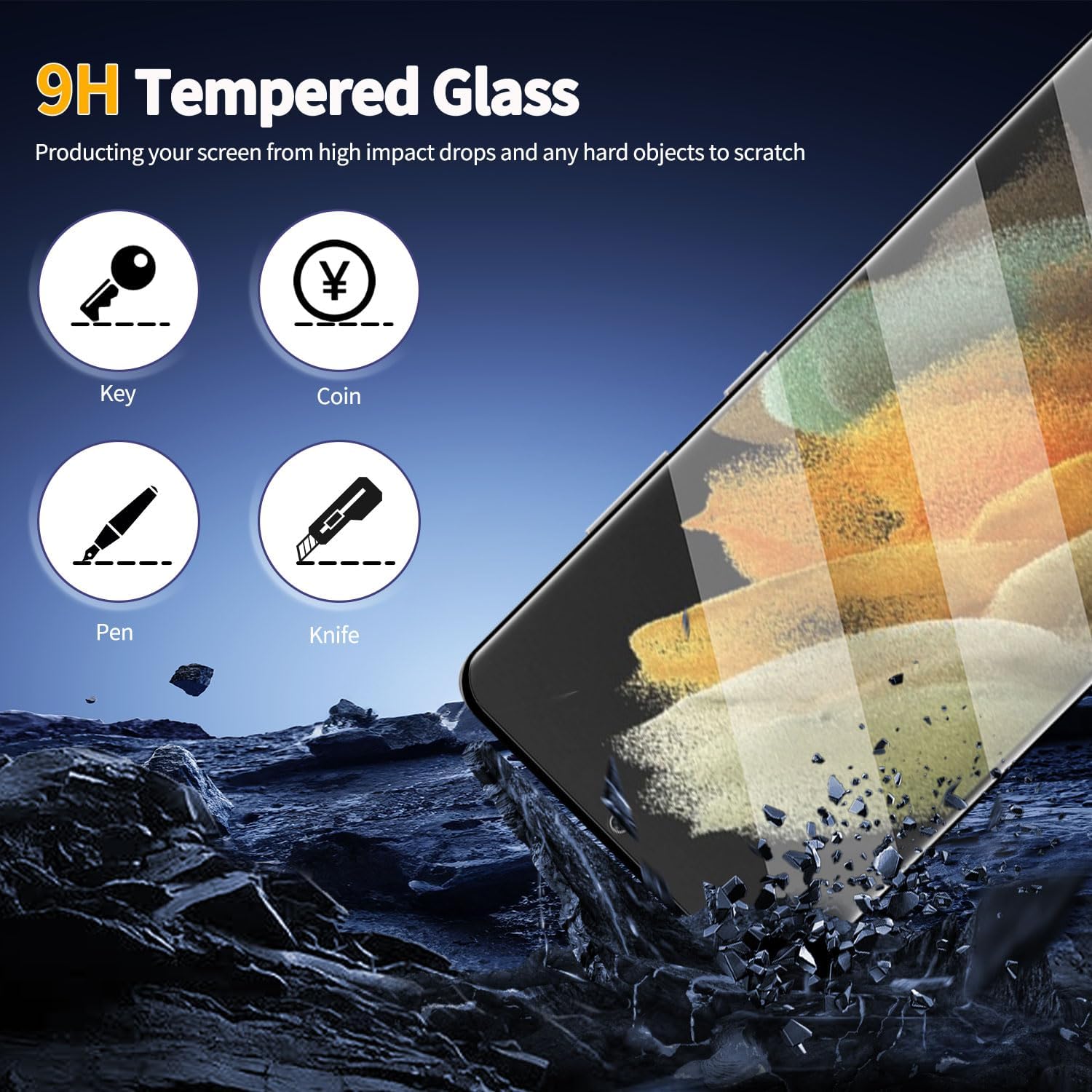 for Samsung Galaxy S21 Ultra Glass Screen Protector + Camera Lens Protector, 9HD Tempered Glass, Case Friendly, Anti Scratch Bubble Free Ultra Resistant