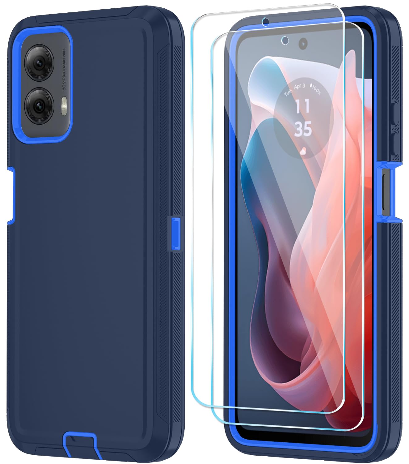 Qinmay Phone Case for Motorola Moto G Power 5G 2024 Case with HD Screen Protector, Heavy Duty Shockproof & Cover Phone Case for Moto G Power 2024,WineRed Pink