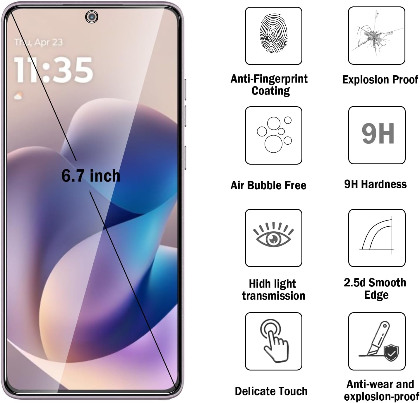 2 Pack Compatible with Moto G Stylus 2026/2025 Screen Protector,Full Coverage 9H Tempered Glass Film,HD Clear Scratch Resistant,Bubble-Free for Moto G Stylus 5G 2026 Screen Protector