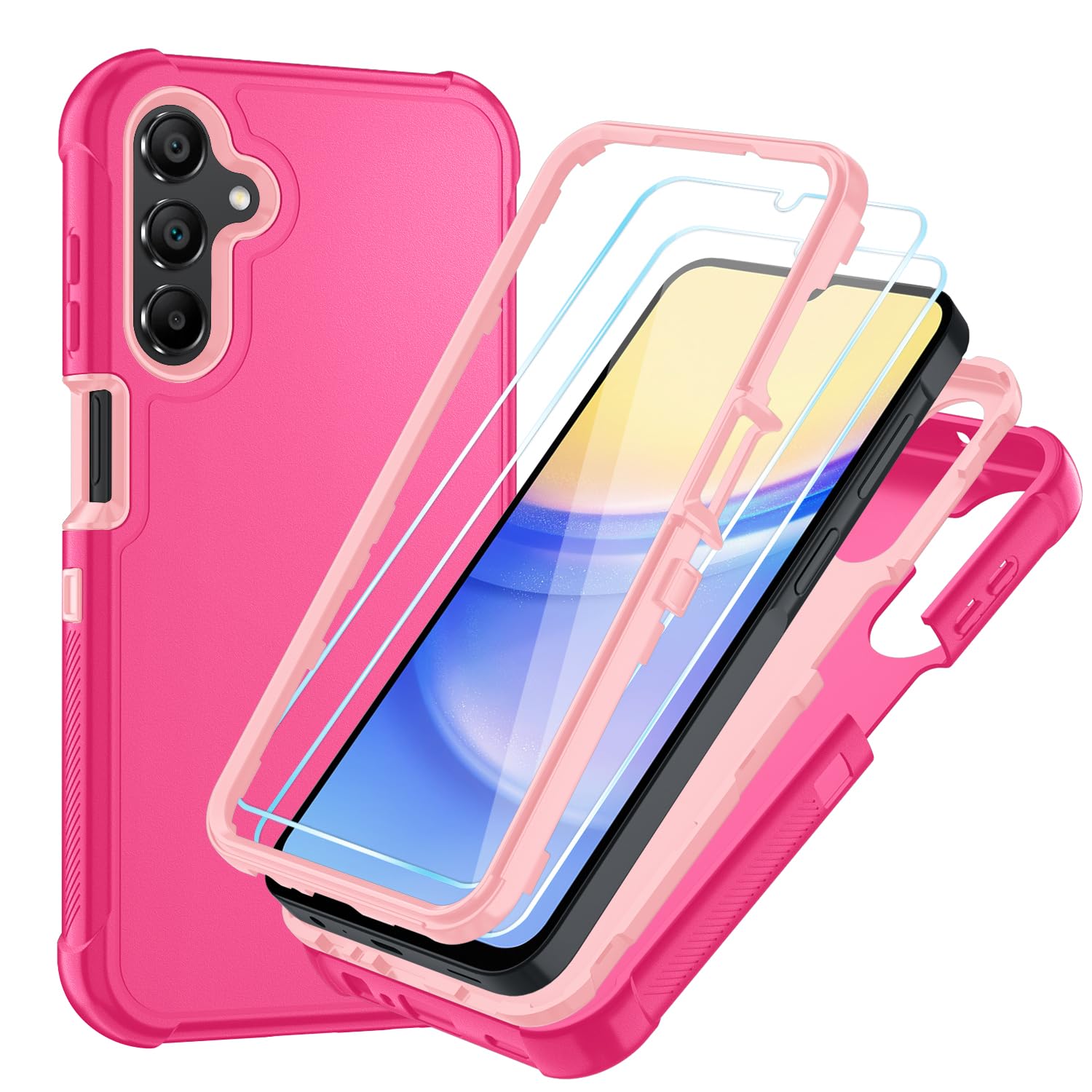 Case for Galaxy A25 5G Case, Samsung Galaxy A25 5G Case with HD Screen Protector [3 Layer] Military-Grade Heavy-Duty Shockproof Protective Phone Case for Samsung A25 5G,Black/Black