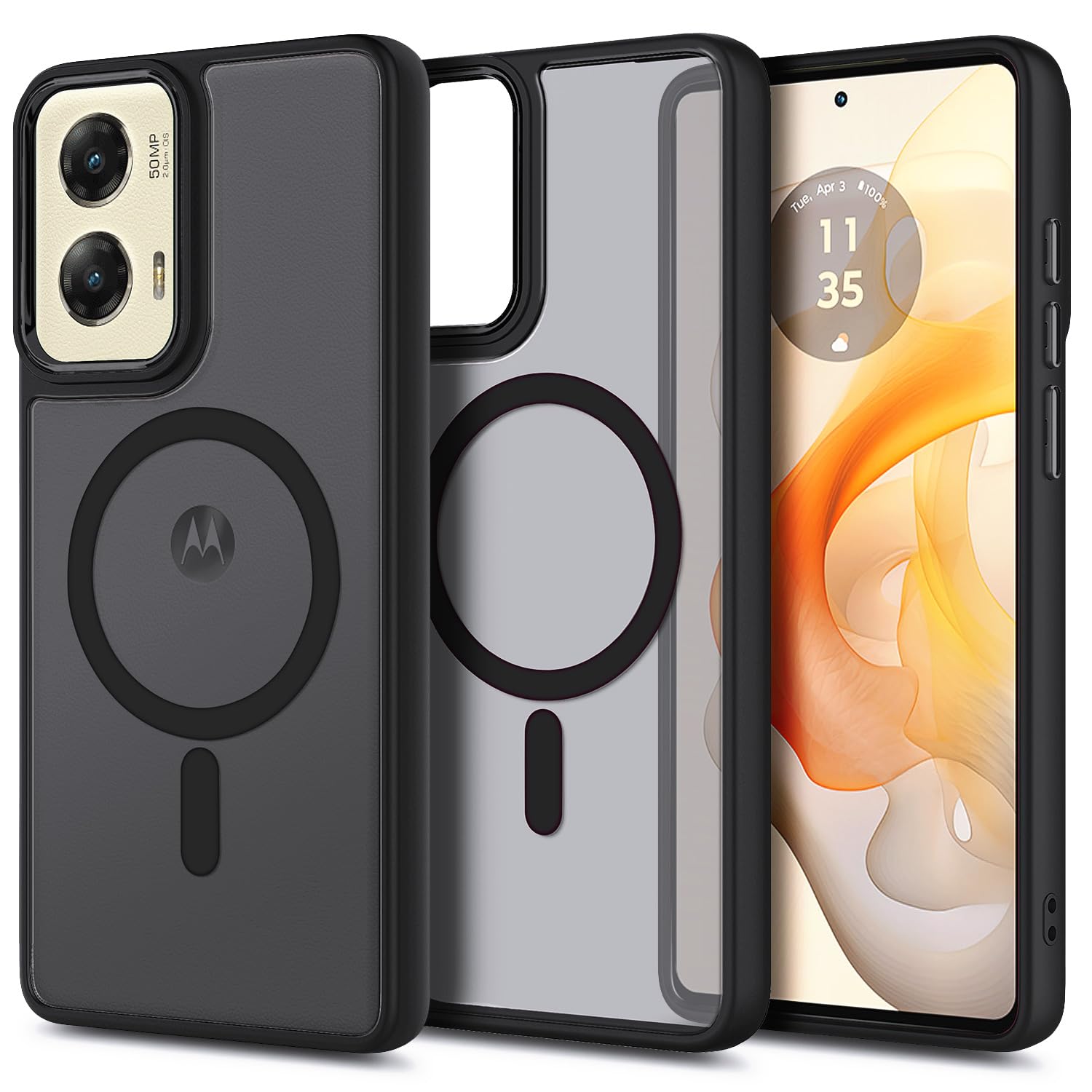 YZB Magnetic for Motorola Moto G Power-5G-2024 Case, Black | Compatible with MagSafe, Translucent Matte Scratch-Resistant Back, Military-Grade Protection Shockproof Slim Phone Cover
