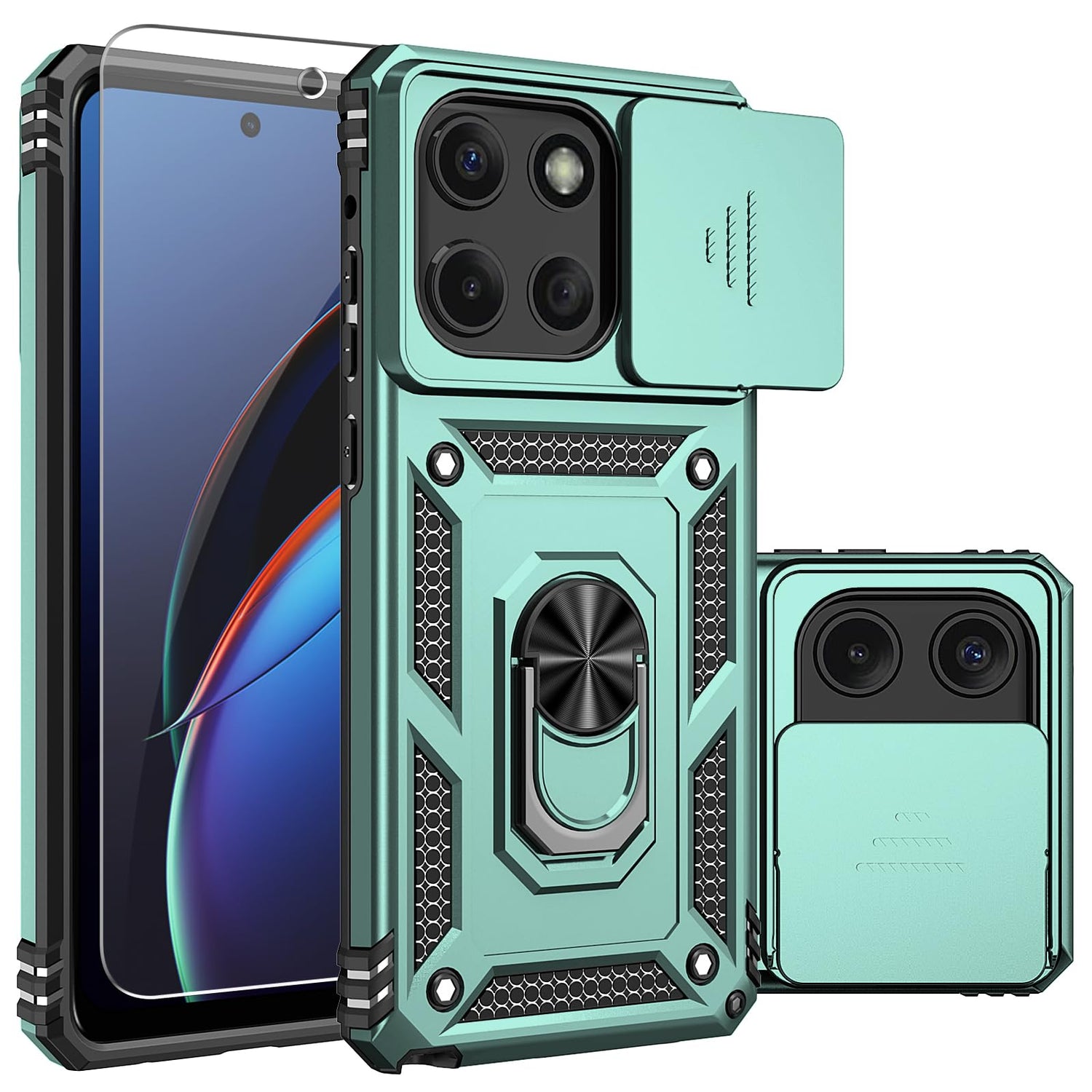 for Moto G Power 5G 2025 Case,with Camera Lens Cover HD Screen Protector,[Military Grade] Car Mount Kickstand Shockproof Protective Case for Motorola G Power 5G 2025, Black