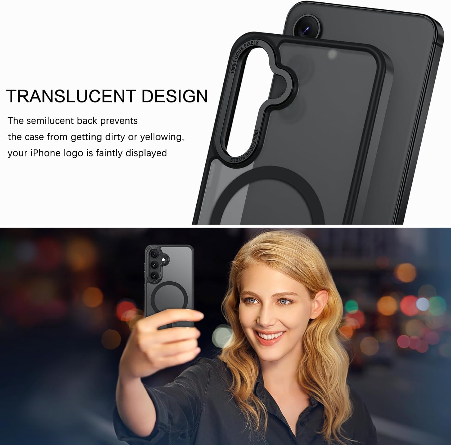 BENTOBEN Magnetic for Samsung Galaxy S24 Plus Case [Compatible with Magsafe] Translucent Matte Slim Thin Shockproof Anti-Yellow Women Men Protective Phone Cases Cover for Samsung S24 Plus 6.7", Black