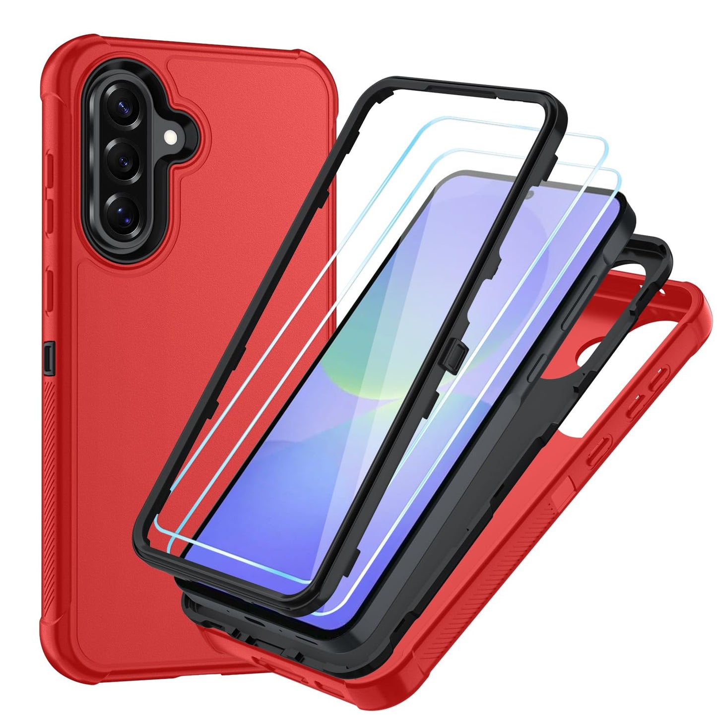 Case for Galaxy A25 5G Case, Samsung Galaxy A25 5G Case with HD Screen Protector [3 Layer] Military-Grade Heavy-Duty Shockproof Protective Phone Case for Samsung A25 5G,Black/Black
