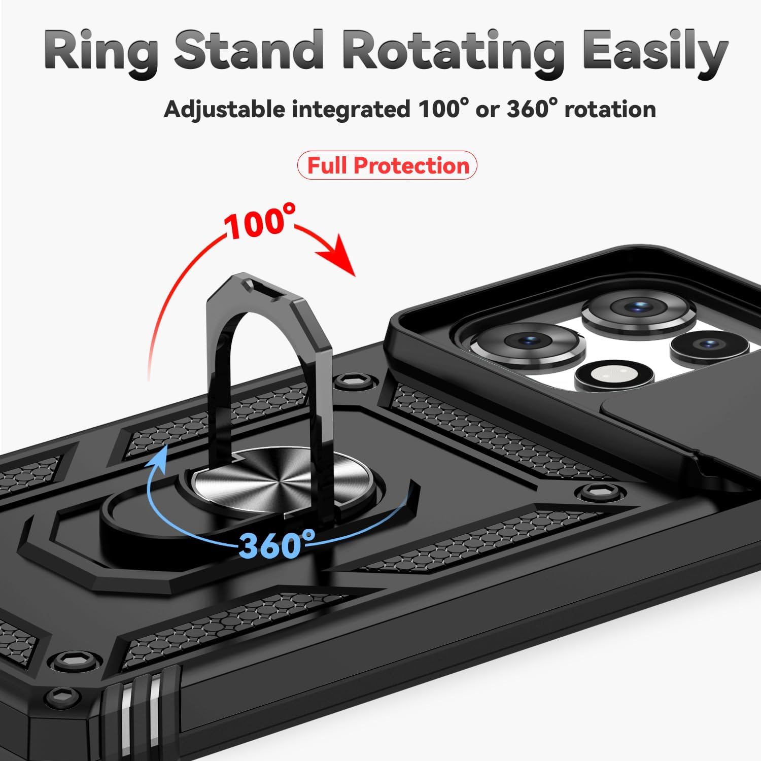 for Moto G Power 5G 2025 Case,with Camera Lens Cover HD Screen Protector,[Military Grade] Car Mount Kickstand Shockproof Protective Case for Motorola G Power 5G 2025, Black