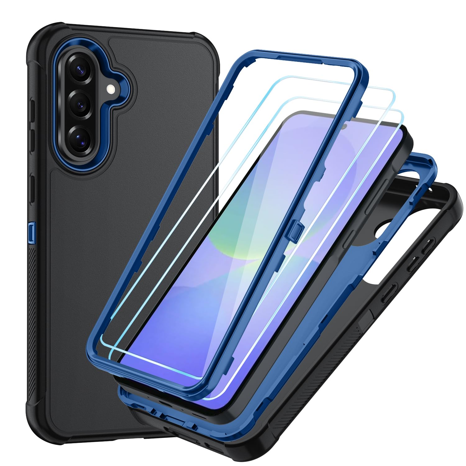 Case for Galaxy A25 5G Case, Samsung Galaxy A25 5G Case with HD Screen Protector [3 Layer] Military-Grade Heavy-Duty Shockproof Protective Phone Case for Samsung A25 5G,Black/Black
