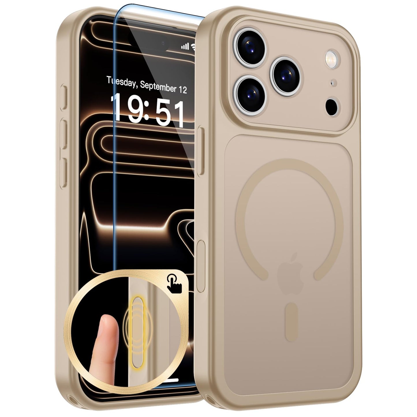 Magnetic for iPhone 17 Case, Upgraded [Camera Control Button] [Full Camera Protection] [with 1 Screen Protector] Translucent Matte Shockproof Protective Phone Cover, Mist Blue