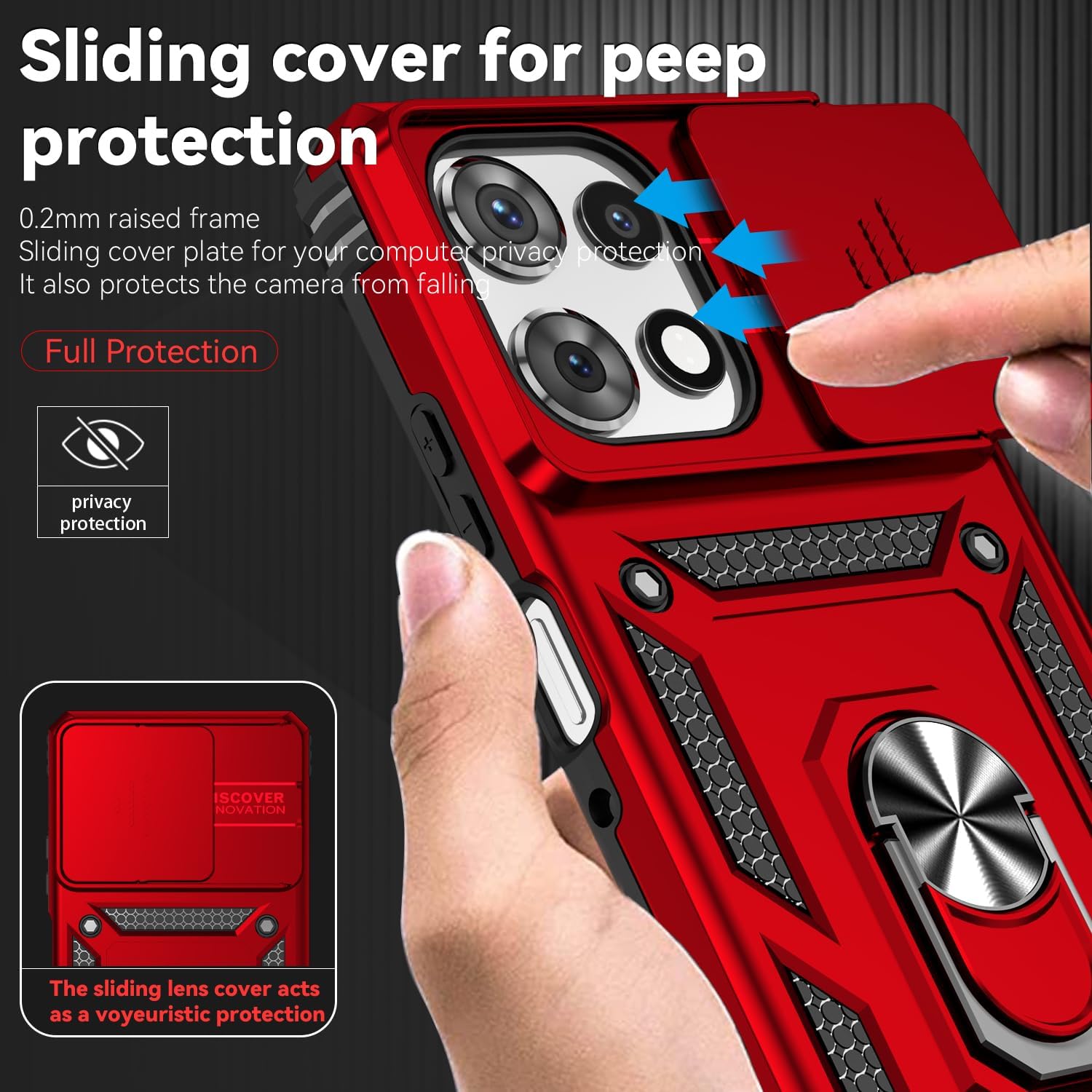 SunStory Compatible with Motorola Moto G Power 5G 2025/Moto G Power 5G 2026/Moto G Play 2025 Case with HD Screen Protector & Slide Camera Cover & Kickstand,[Military-Grade] Phone Case, Red