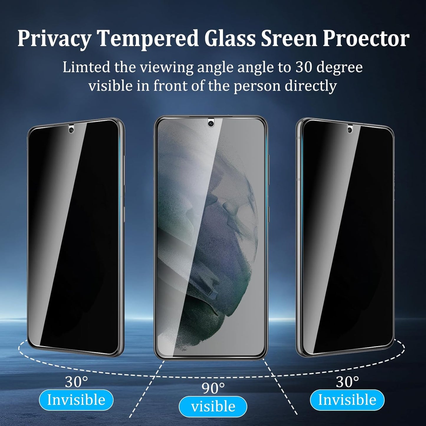[4 Pack] 2 Pack Privacy Screen Protector for Samsung Galaxy S21 5G with 2 Pack Camera Lens Protector, 9H Hardness Anti Spy Tempered Glass Screen Protector