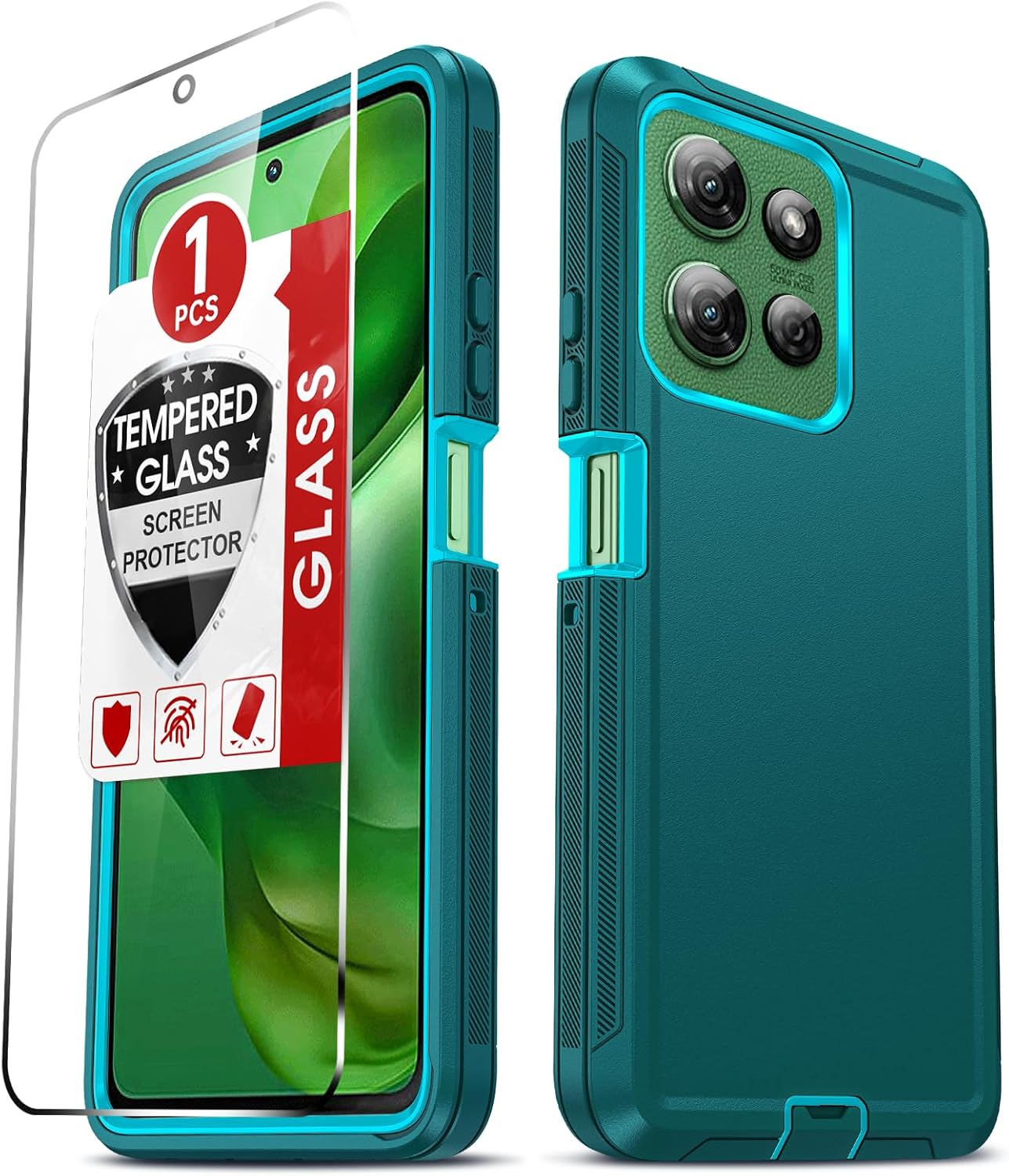 LeYi for Moto G-Power-2025 Case 5G:【NOT FIT G 5G 2025】 Motorola G Power 2025 Case with Tempered Glass Screen Protector, 3 in 1 Rugged Cover, Military Grade Shockproof Cell Phone Funda, Teal