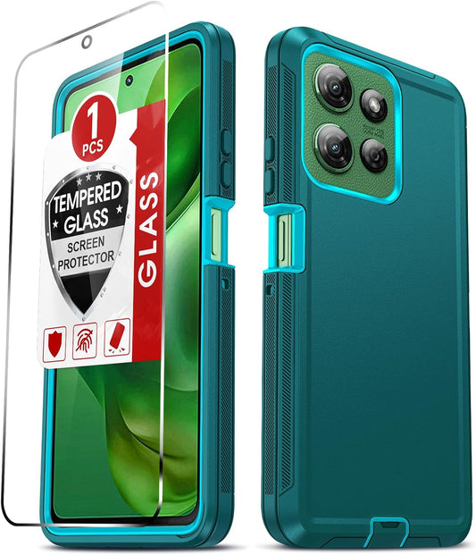 LeYi for Moto G-Power-2025 Case 5G:【NOT FIT G 5G 2025】 Motorola G Power 2025 Case with Tempered Glass Screen Protector, 3 in 1 Rugged Cover, Military Grade Shockproof Cell Phone Funda, Teal
