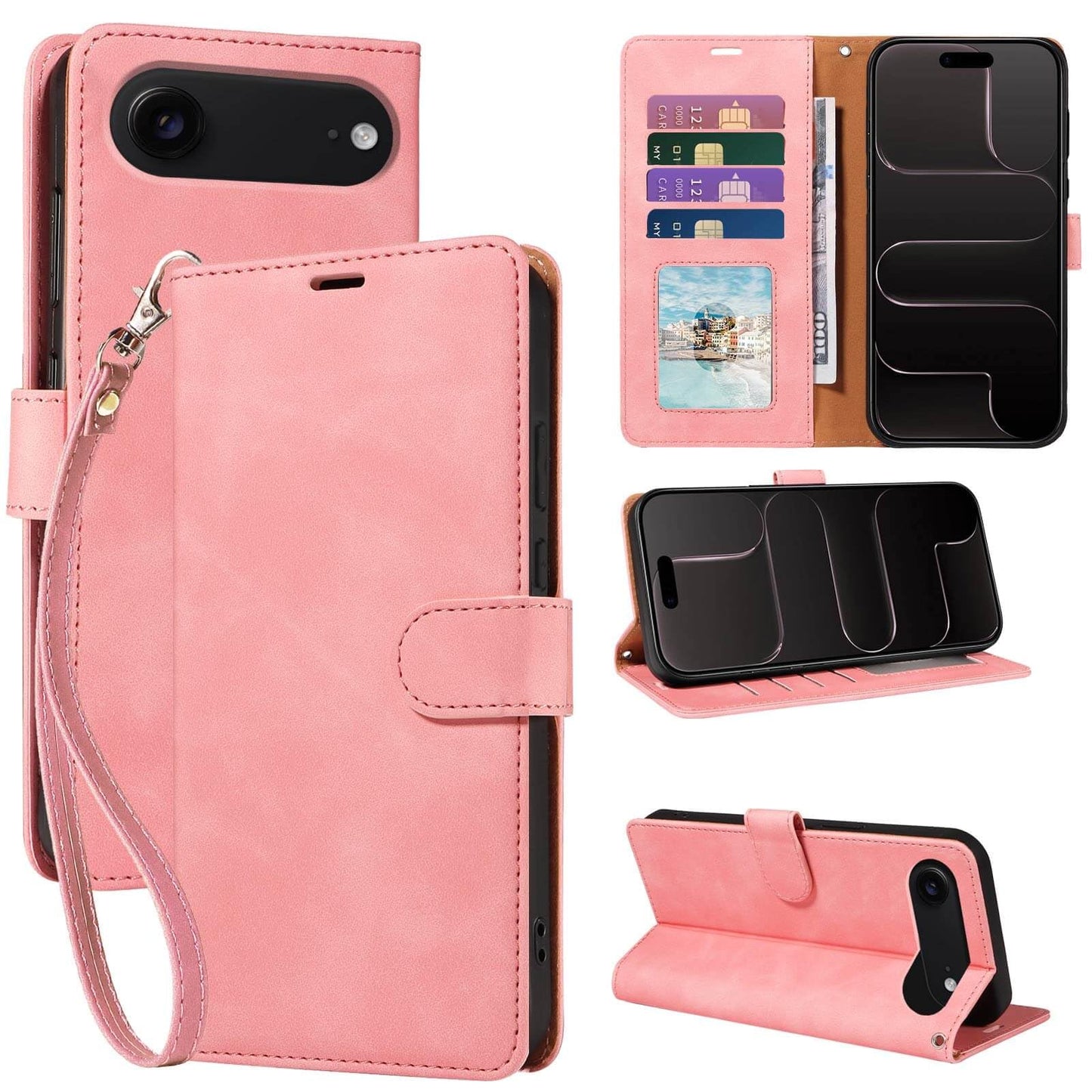 RFID Blocking for iPhone 17 Wallet Case, 4 Card Slots Holder, Wrist Strap, Soft PU Leather, Shockproof Protective, Phone Stand, Flip Cases, Magnetic Closure, Folio Cover (Green)