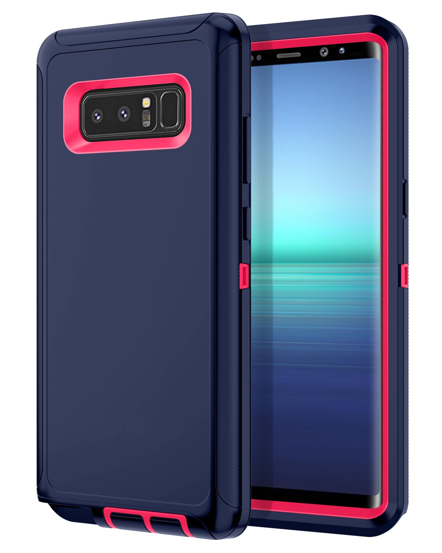 for Galaxy Note 8 Case Shockproof Dust/Drop Proof 3-Layer Full Body Protection [Without Screen Protector] Rugged Heavy Duty Cover Case for Samsung Galaxy Note 8,Purple/Pink