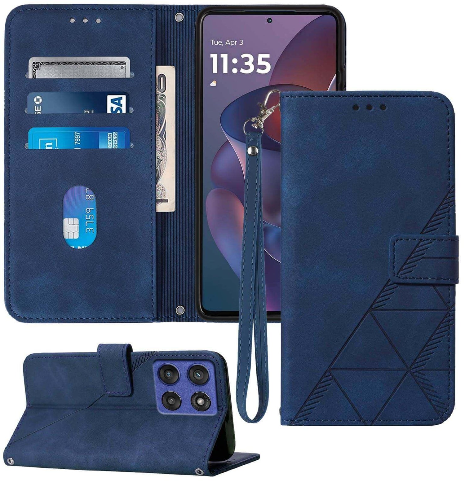 for Moto G Power 2025 Case Wallet, Card Holder Slots, Wrist Strap, TPU Interior Phone Protective, Stand PU Leather Folio Flip Cases Cover for Moto G Power - 2025 (Black)
