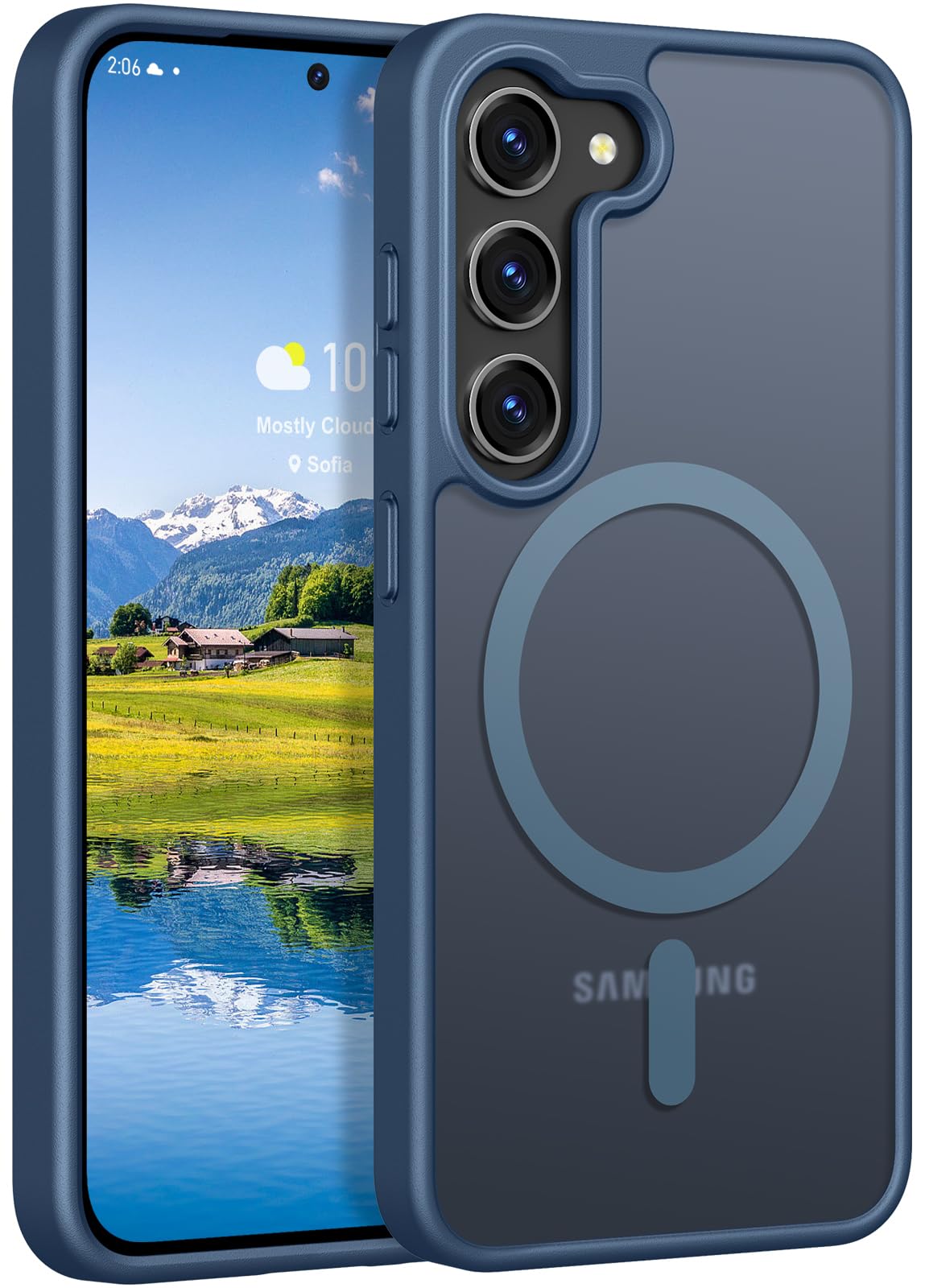Rayboen for Samsung Galaxy S23 Case Magnetic, [Compatible with Magsafe] Protective Skin Feel Matte Phone Cover for Samsung S23 with Semi-Clear Hard Back & Soft Edge, Matte Purple