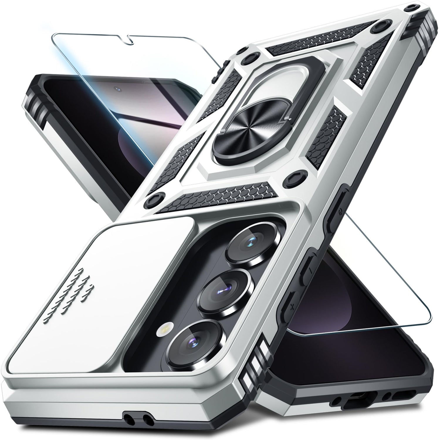 for Samsung Galaxy A37/A36 Case Built in Slide Camera Cover,Black
