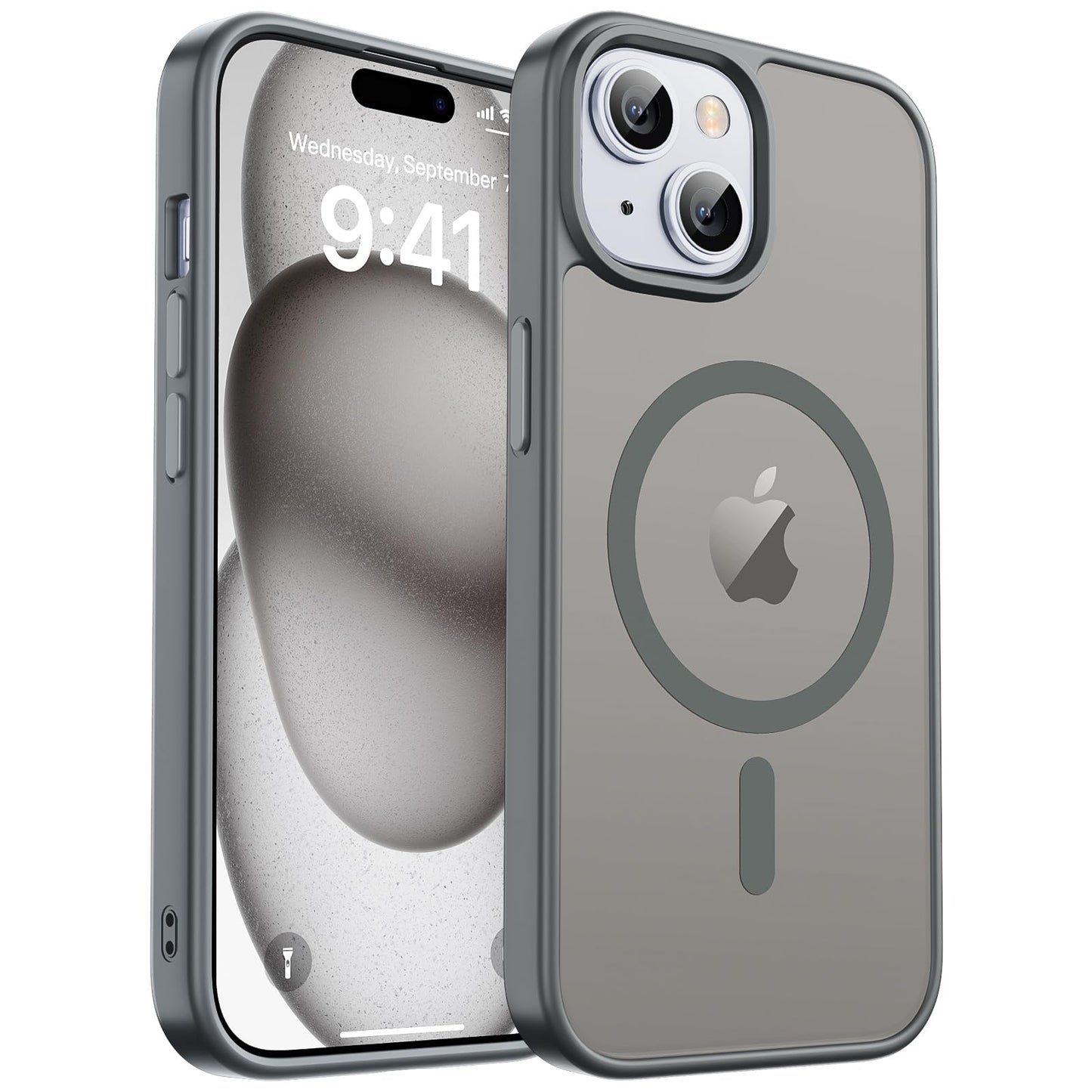 Magnetic for iPhone 17 Case, Upgraded [Camera Control Button] [Full Camera Protection] [with 1 Screen Protector] Translucent Matte Shockproof Protective Phone Cover, Mist Blue