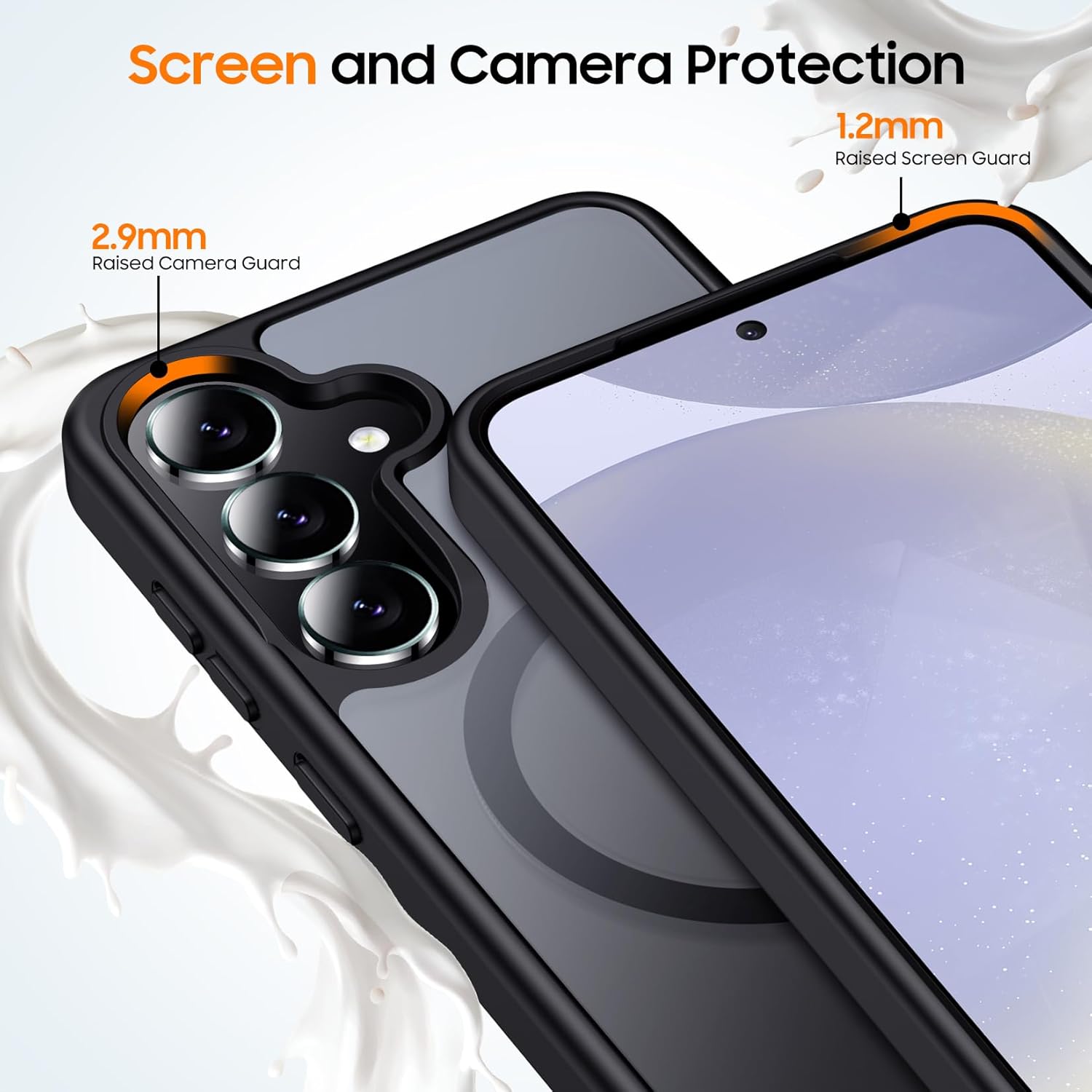Designed for Magnetic Samsung Galaxy S24 Case,[Compatible with MagSafe] [Military Grade Drop Protection] Slim Translucent Matte Shockproof with Anti-Fingerprint Phone Case-Black