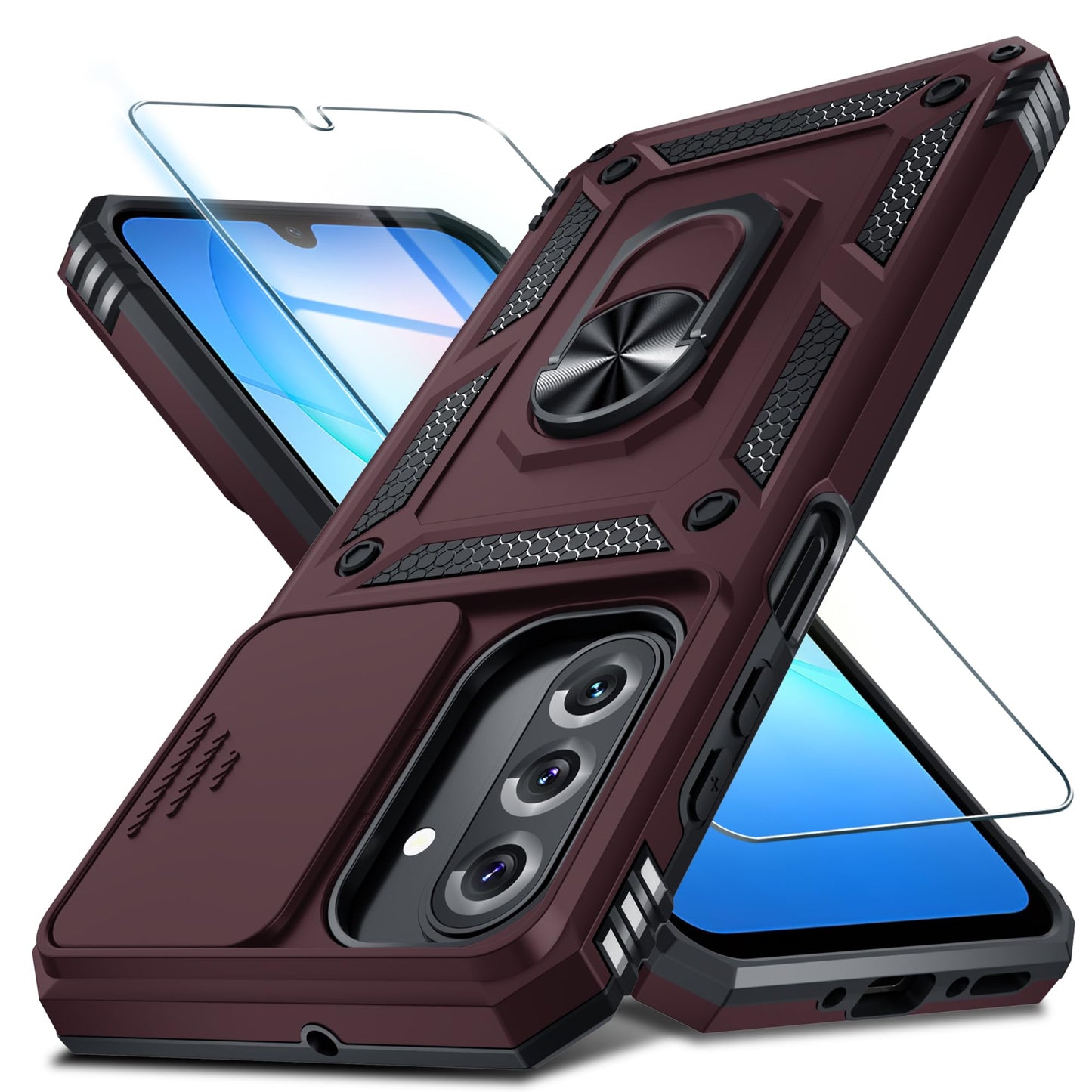 Janmitta for Samsung Galaxy A57 Case Built in Slide Camera Cover,Black