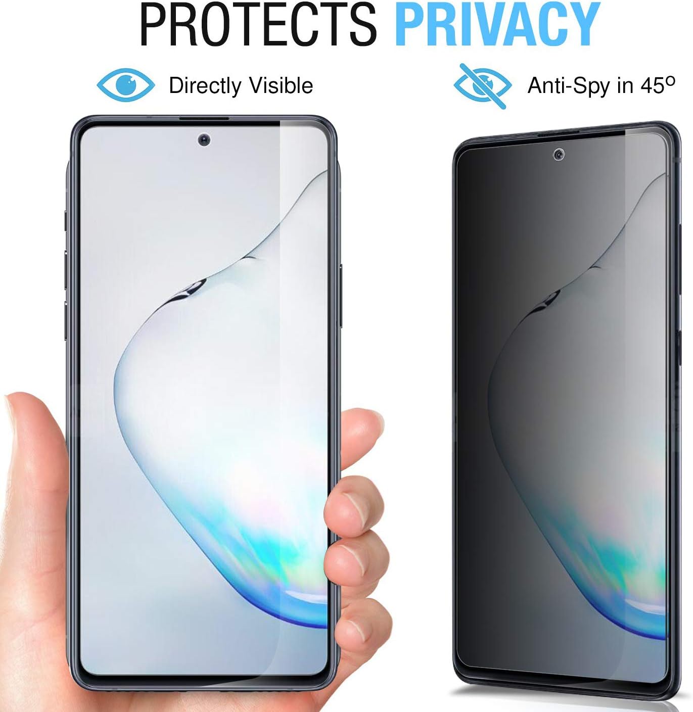 Anbzsign [2 Pack] Samsung Galaxy Note 10 lite / A81 / Galaxy S10 Lite (6.7 inch) Privacy Screen Protector, [Full Coverage] [Case Friendly] Anti-Spy 9H Hardness Tempered Glass