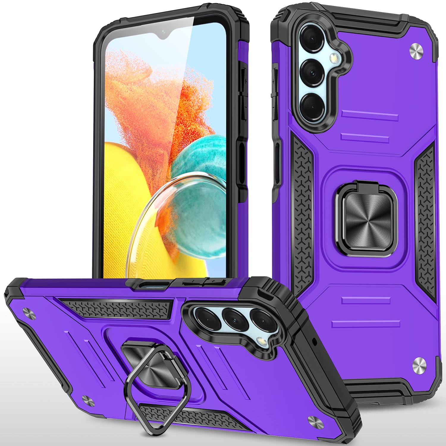 Dionsibei Galaxy A25 5G Case Military Grade Built-in Kickstand Case with Stand Holster Armor Heavy Duty Shockproof Cover Protective Case for Samsung Galaxy A25 5G Phone Case for Men Women (Blue)