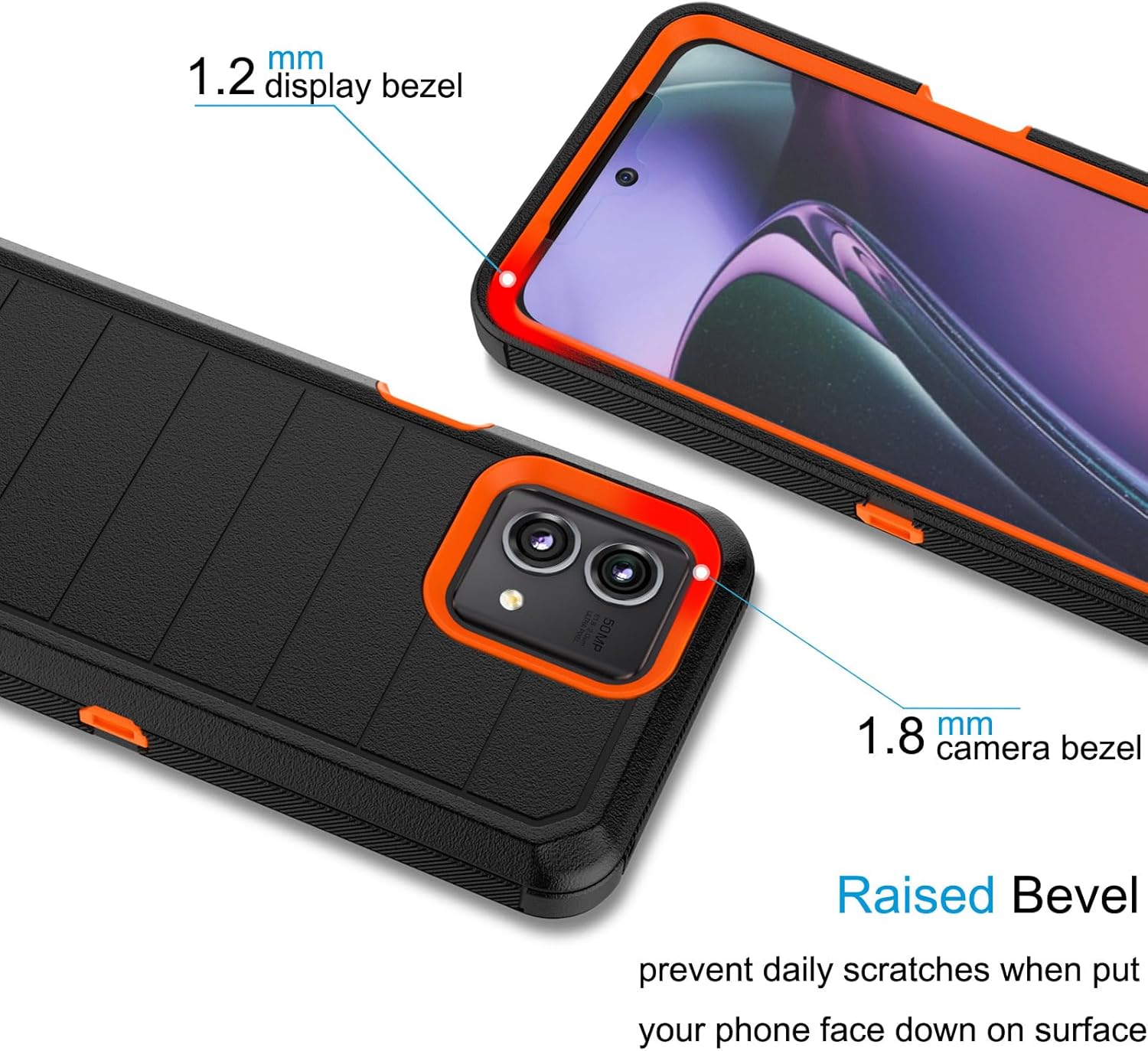 Tekcoo Case for Motorola Moto G Stylus 5G | 2023 Only | XT2315 with [Built-in Screen Protector] Holster Locking Belt Clip [Military Grade 12FT Drop Tested] Full Body Carrying Kickstand Cover [Orange]