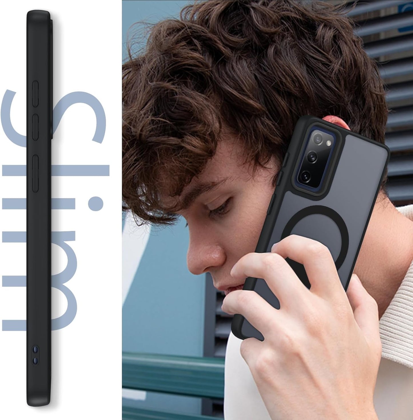 DUEDUE for Samsung Galaxy S20 FE Case Magnetic[Compatible with Magsafe], Translucent Matte Back Full Body Protective Cover Anti-Scratch Shockproof Phone Case for Samsung S20 FE 4G/5G, Black