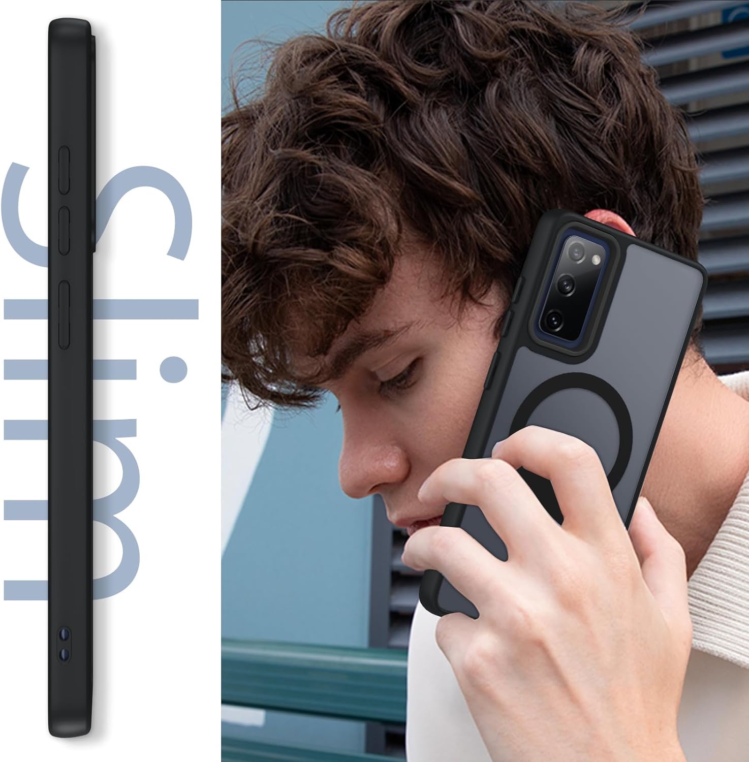 DUEDUE for Samsung Galaxy S20 FE Case Magnetic[Compatible with Magsafe], Translucent Matte Back Full Body Protective Cover Anti-Scratch Shockproof Phone Case for Samsung S20 FE 4G/5G, Black