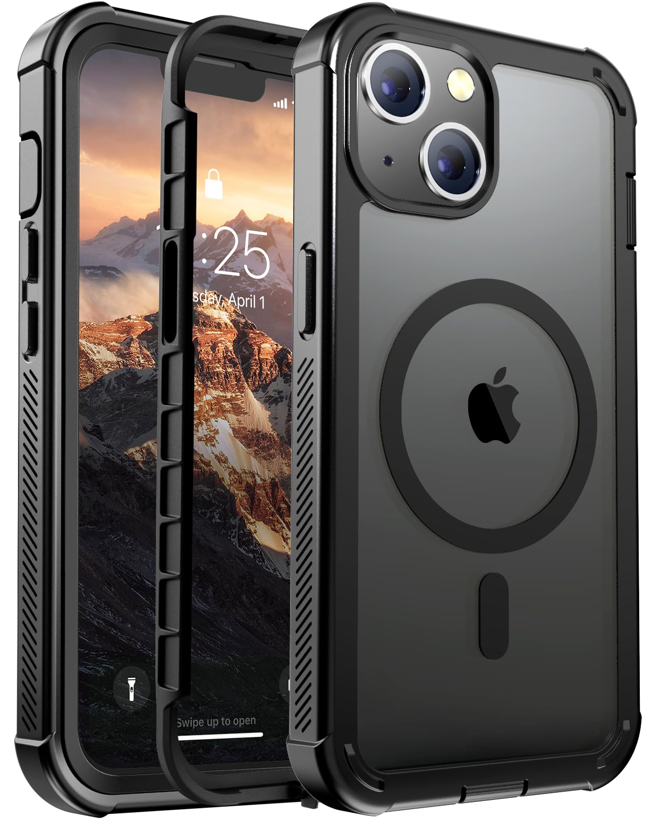 Magnetic for iPhone 17 Case, [Compatible with MagSafe][Military Grade Drop Protection][Heavy Duty Protection][Non-Slip][Shockproof] 2-Layer Durable Bumper Phone Case 6.3''-Black
