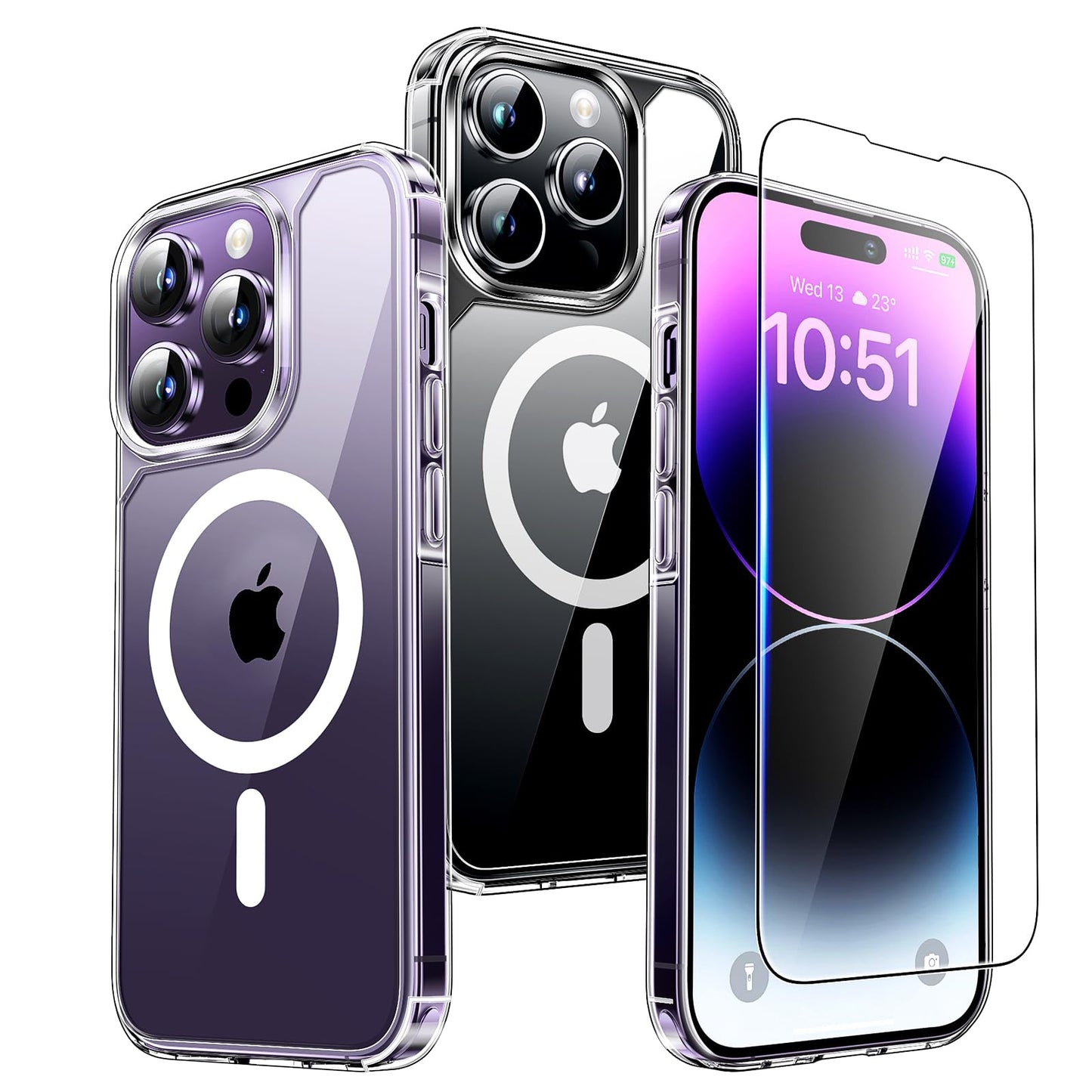 TAURI for iPhone 17 Case, Anti-Yellowing with Screen Protector, Military-Grade Protection Shockproof Slim Phone Case for iPhone 17, Clear
