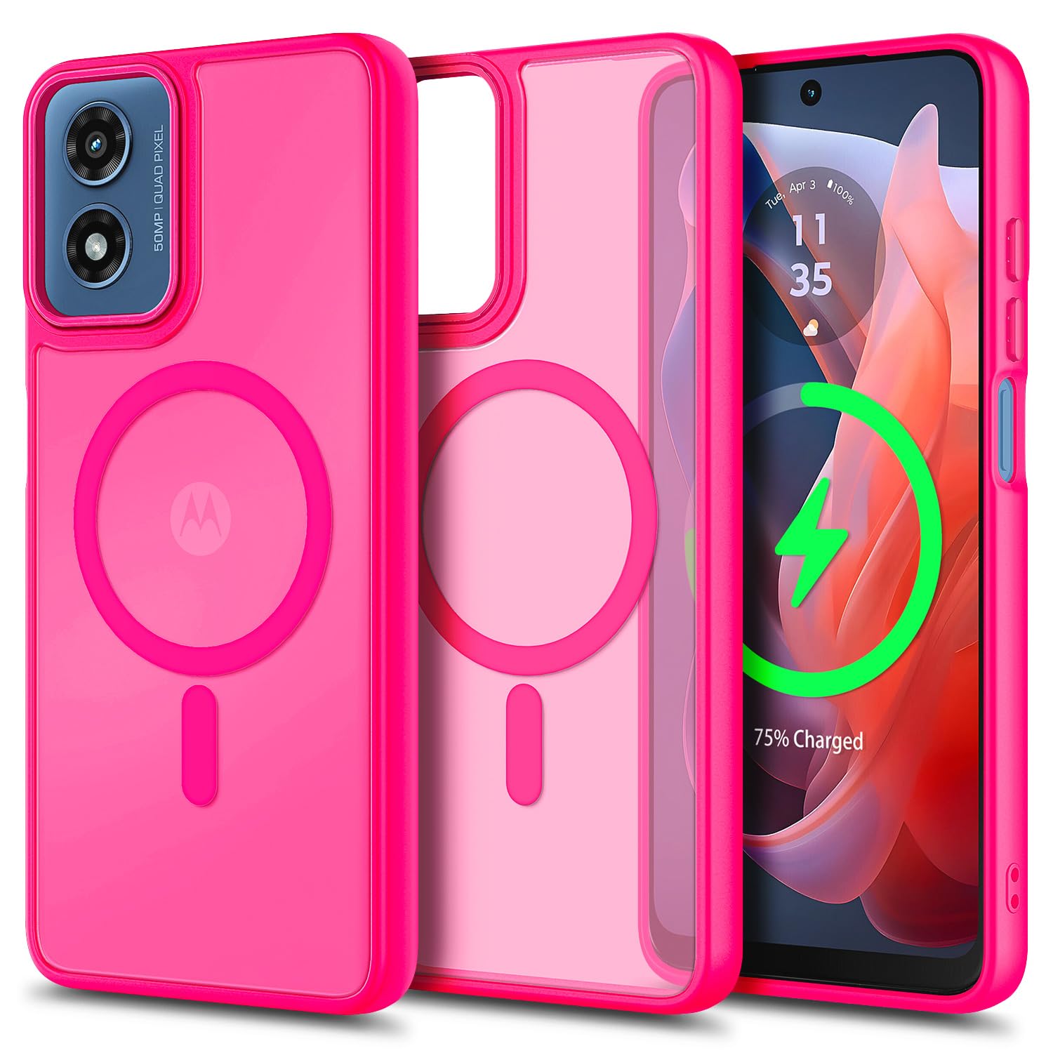 YZB Magnetic for Motorola Moto G Power-5G-2024 Case, Black | Compatible with MagSafe, Translucent Matte Scratch-Resistant Back, Military-Grade Protection Shockproof Slim Phone Cover