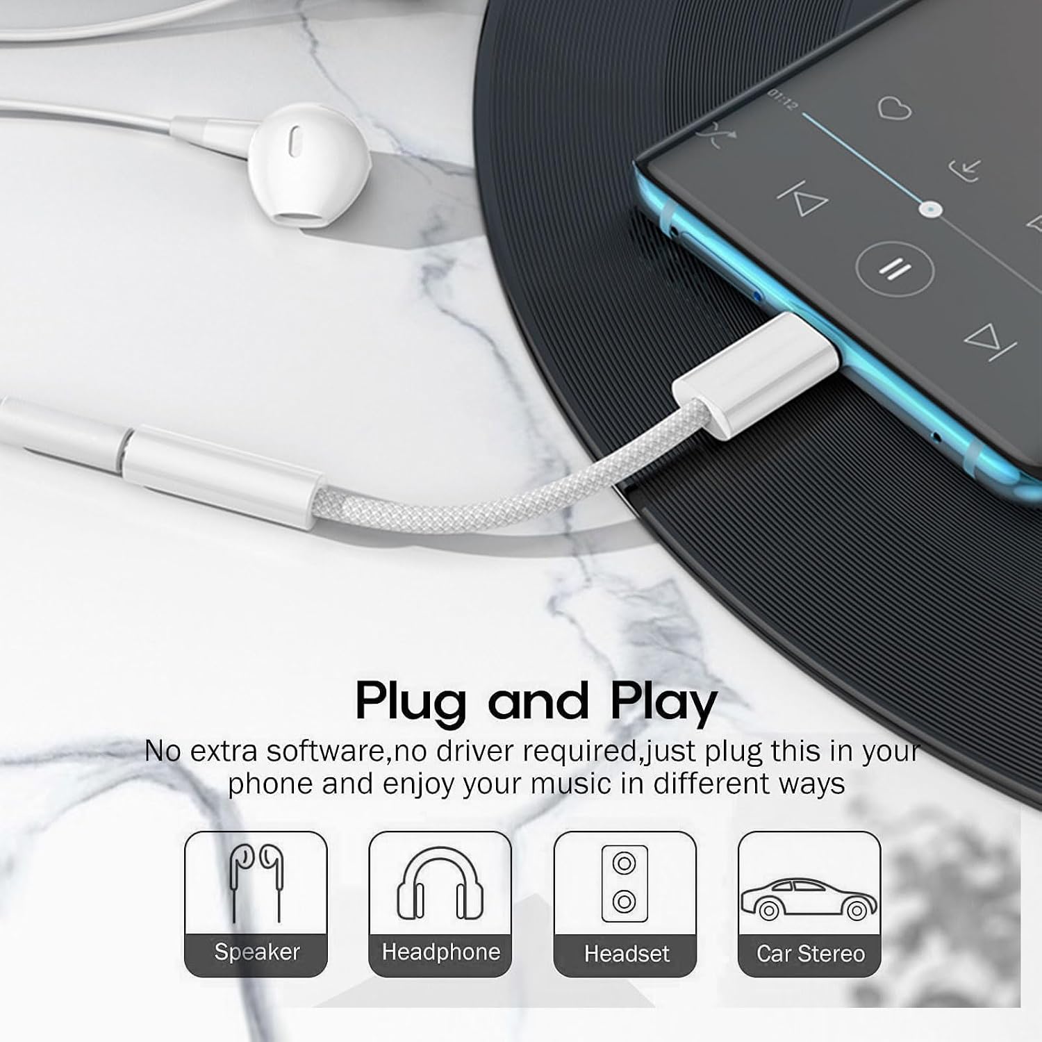Fidioto 4 Pack USB-C to 3.5 mm Jack Adapter, Aux to USB C Adapter for Headphones Cable Compatible with iPhone 17/16 Pro Max/16 Pro/16/Samsung Galaxy S24/S23/S22/S21 Ultra/iPad Pro/Pixel 8 …