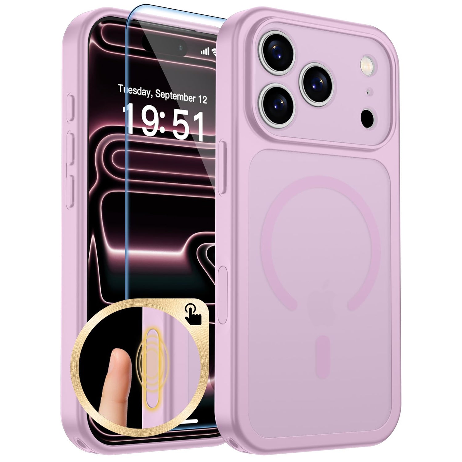 Magnetic for iPhone 17 Case, Upgraded [Camera Control Button] [Full Camera Protection] [with 1 Screen Protector] Translucent Matte Shockproof Protective Phone Cover, Mist Blue