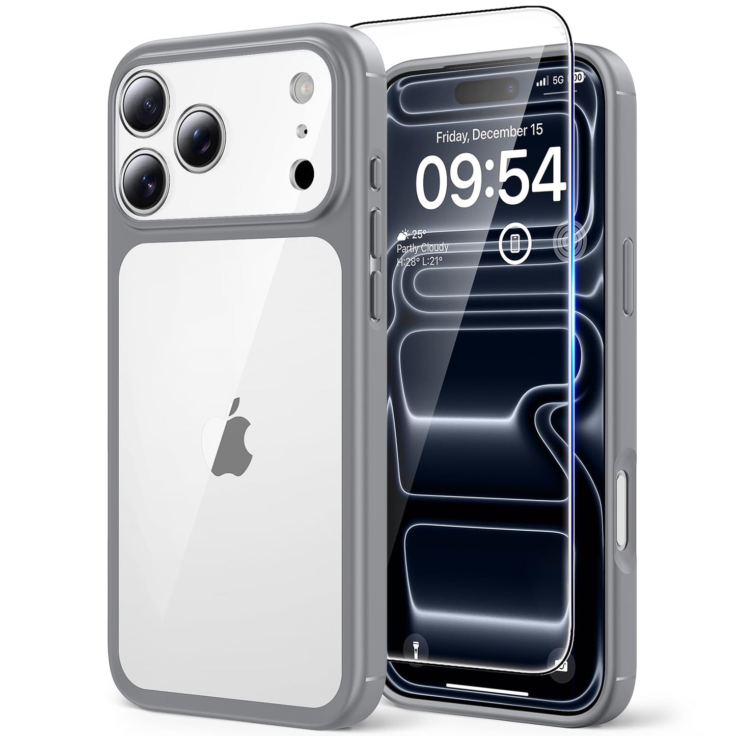 TAURI for iPhone 17 Case, Anti-Yellowing with Screen Protector, Military-Grade Protection Shockproof Slim Phone Case for iPhone 17, Clear