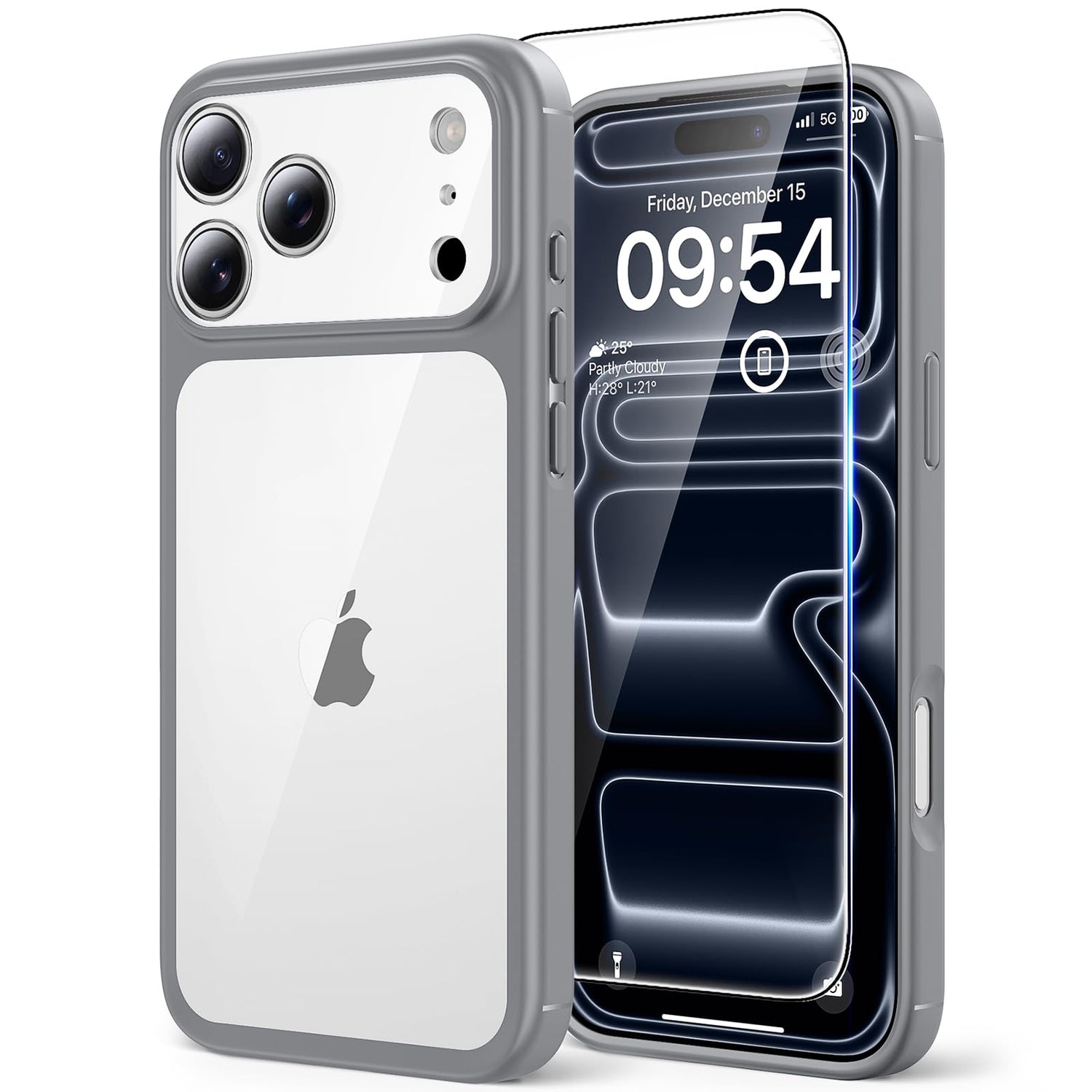 TAURI for iPhone 17 Case, Anti-Yellowing with Screen Protector, Military-Grade Protection Shockproof Slim Phone Case for iPhone 17, Clear