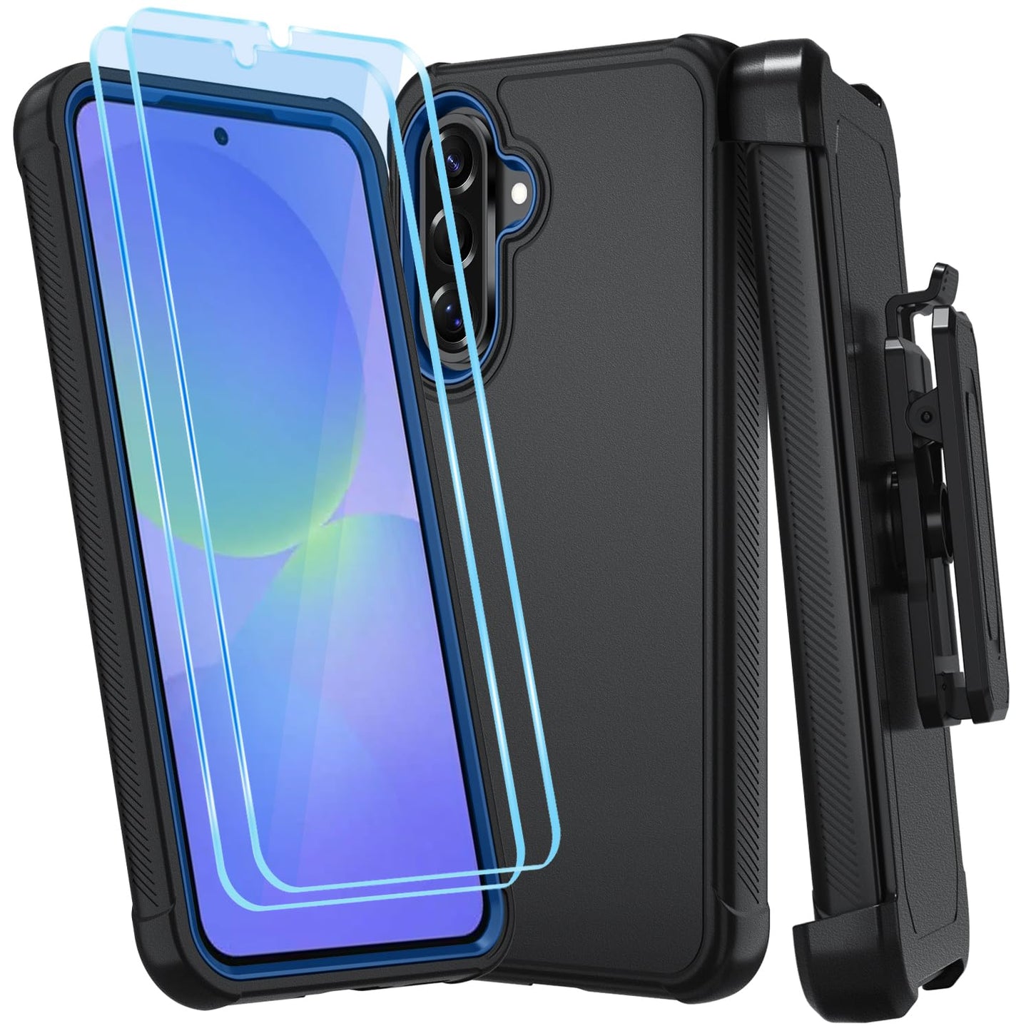 Case for Galaxy A25 5G Case, Samsung Galaxy A25 5G Case with HD Screen Protector [3 Layer] Military-Grade Heavy-Duty Shockproof Protective Phone Case for Samsung A25 5G,Black/Black