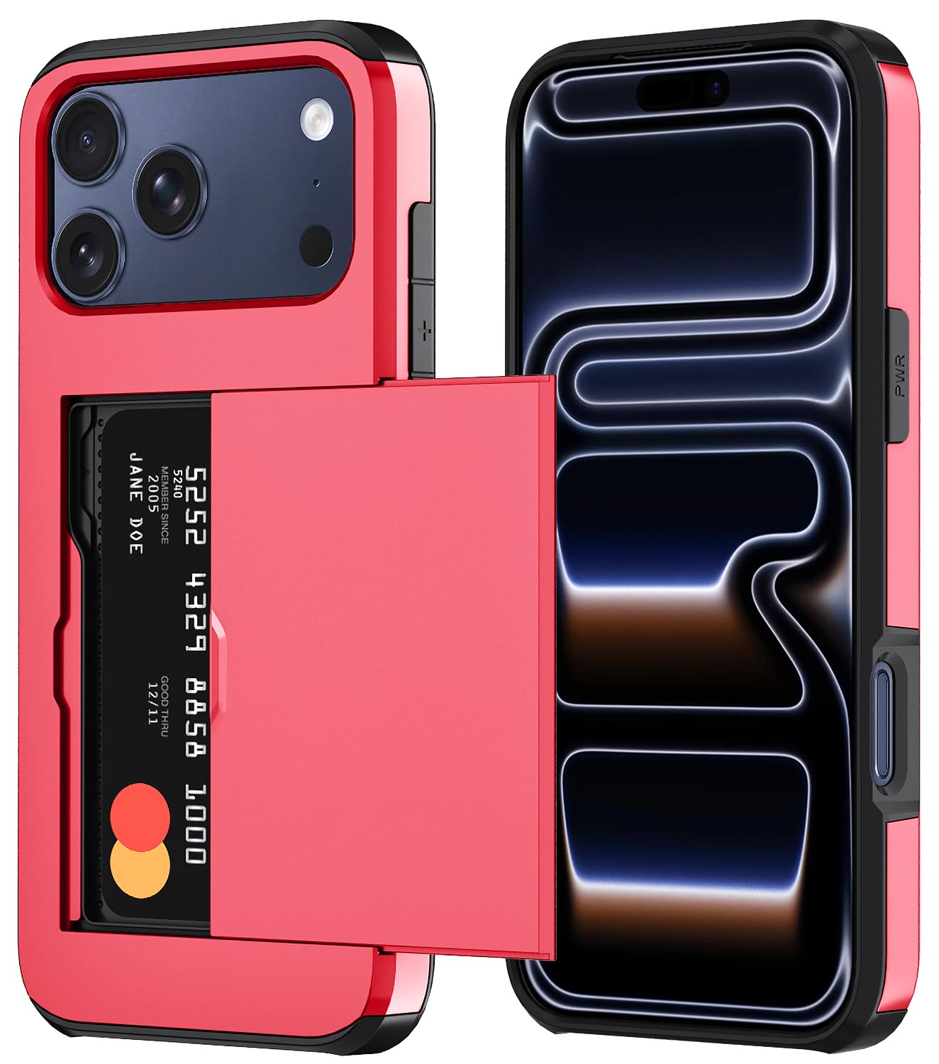 Qinmay Compatible with iPhone 17 Case Wallet,Built-in Card Holder, Heavy Duty Protective Dual Layer Shockproof Hidden Card Slot Slim Wallet Phone Cover for iPhone 17 ，Black