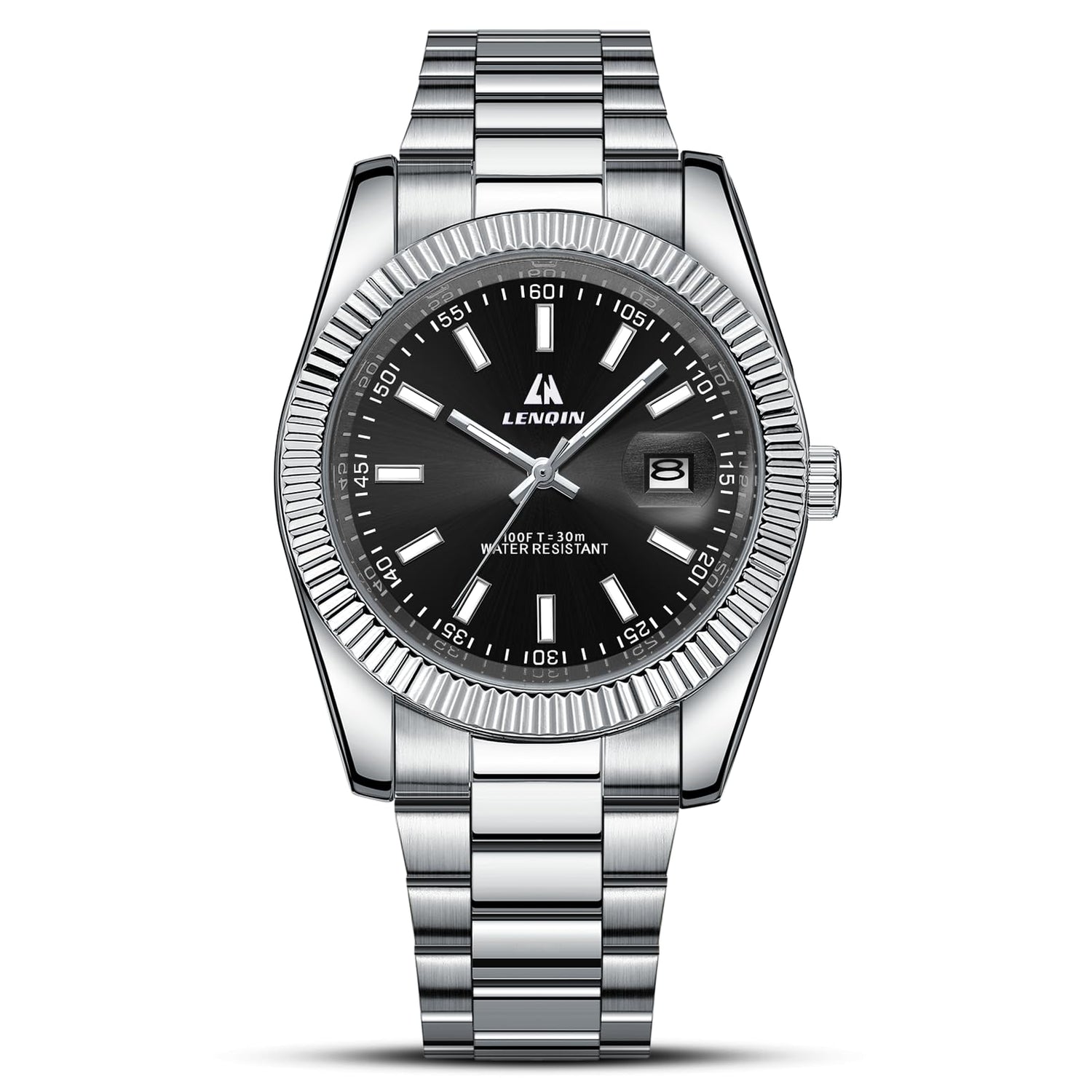 LN LENQIN Mens Watches Waterproof Stainless Steel Watch for Men Analog Quartz Fashion Business Designer Wristwatch